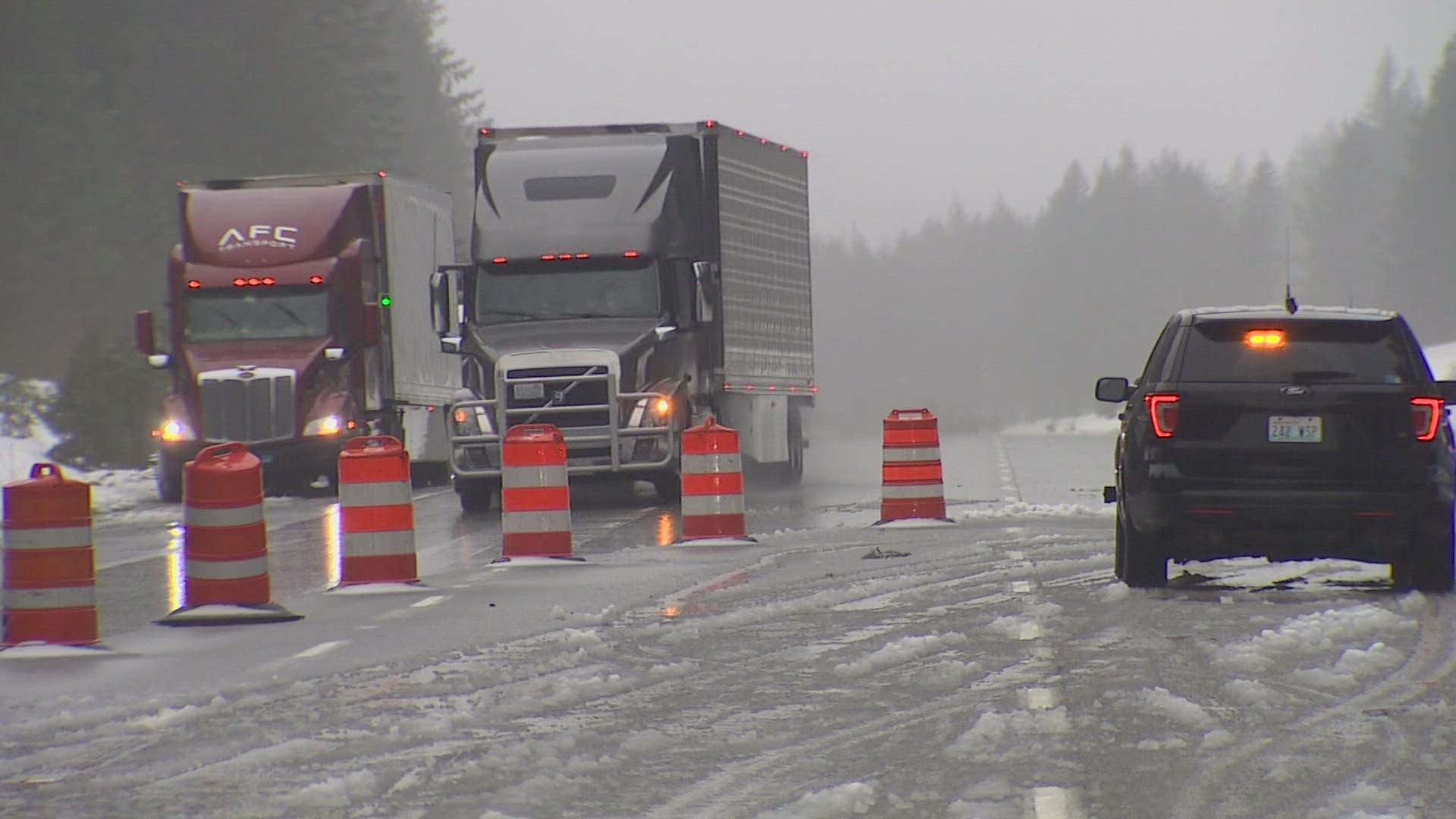 All major Cascade passes were closed Thursday morning due to hazardous driving conditions.
