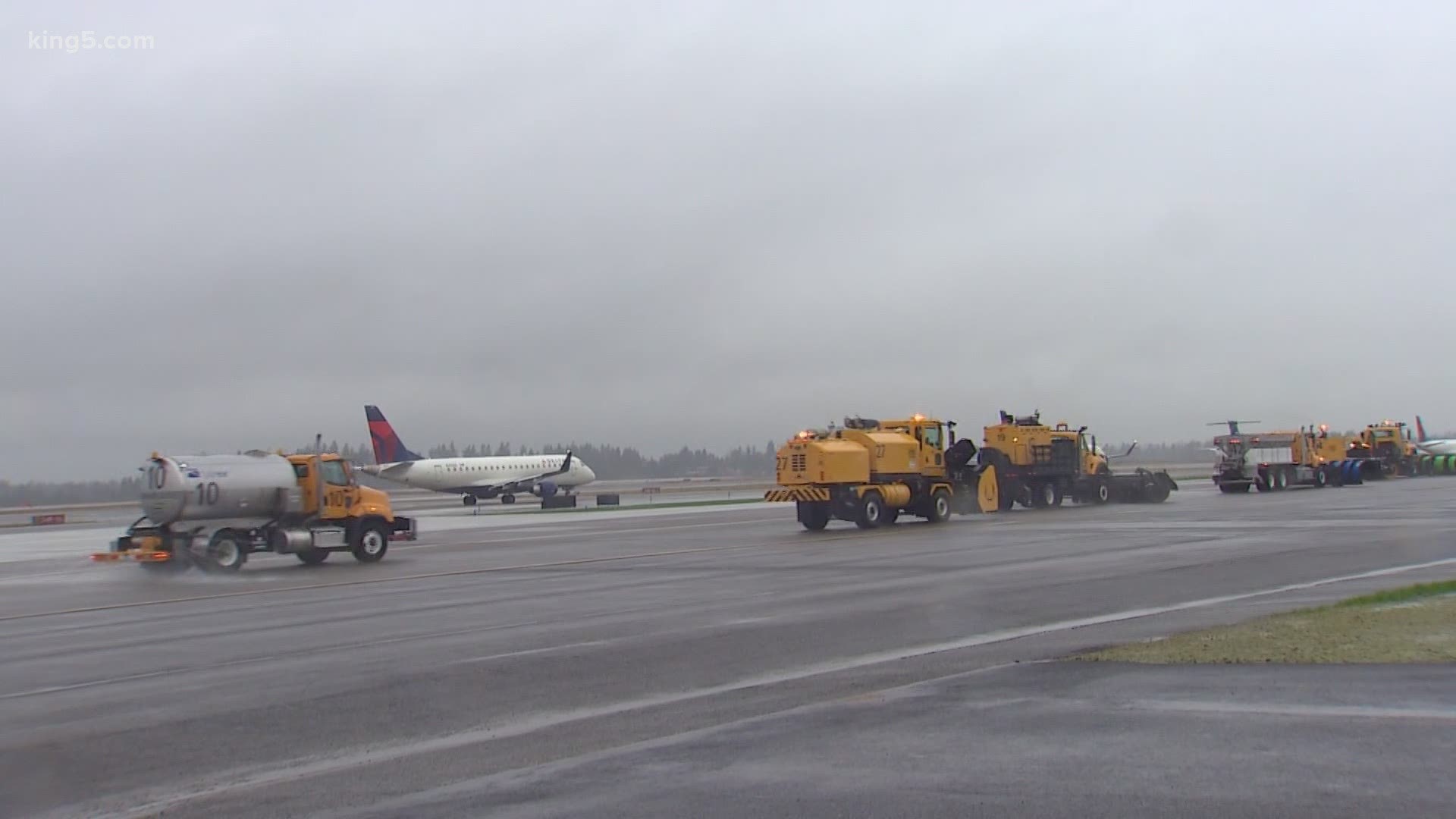 There are 45 pieces of equipment that help keep the runways and planes clear at Seattle-Tacoma International Airport