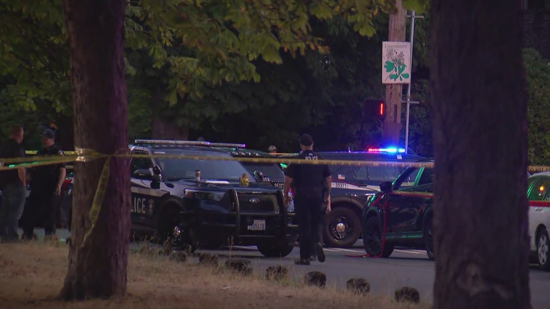 Officers responded to a report of gunfire around 7:18 p.m. near NE 47th Street and 17th Avenue Northeast.