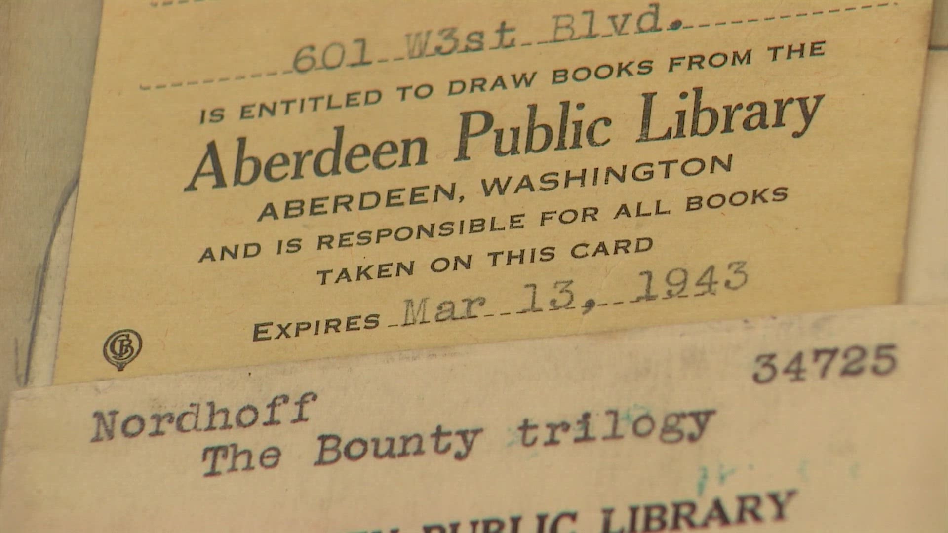 The book was due at the Aberdeen library on March 30, 1942. It was returned on June 5, 2023.