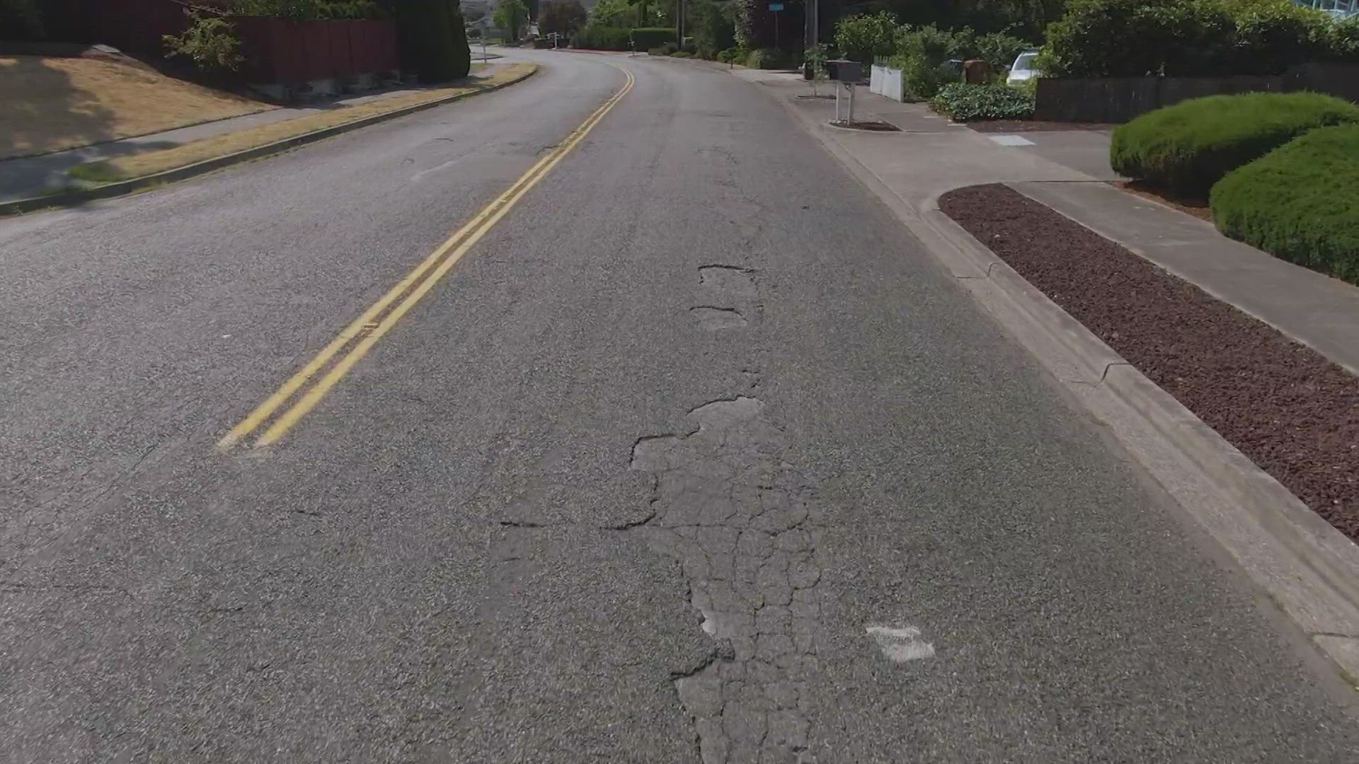 Browns Point Blvd in Tacoma has been given a "poor" rating from the city due to the quality of the road surface. But they say there is no funding to resurface it.