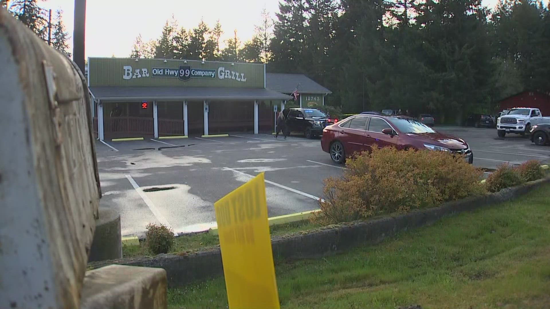 The shooting occurred on Tuesday evening at the Old Hwy 99 Company Bar and Grill.