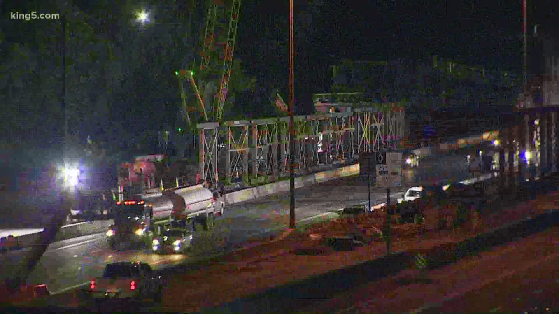 Southbound I-5 just to the north of the Mountlake Terrace Transit Center will be closed nightly through the weekend for the Lynnwood Link extension project.