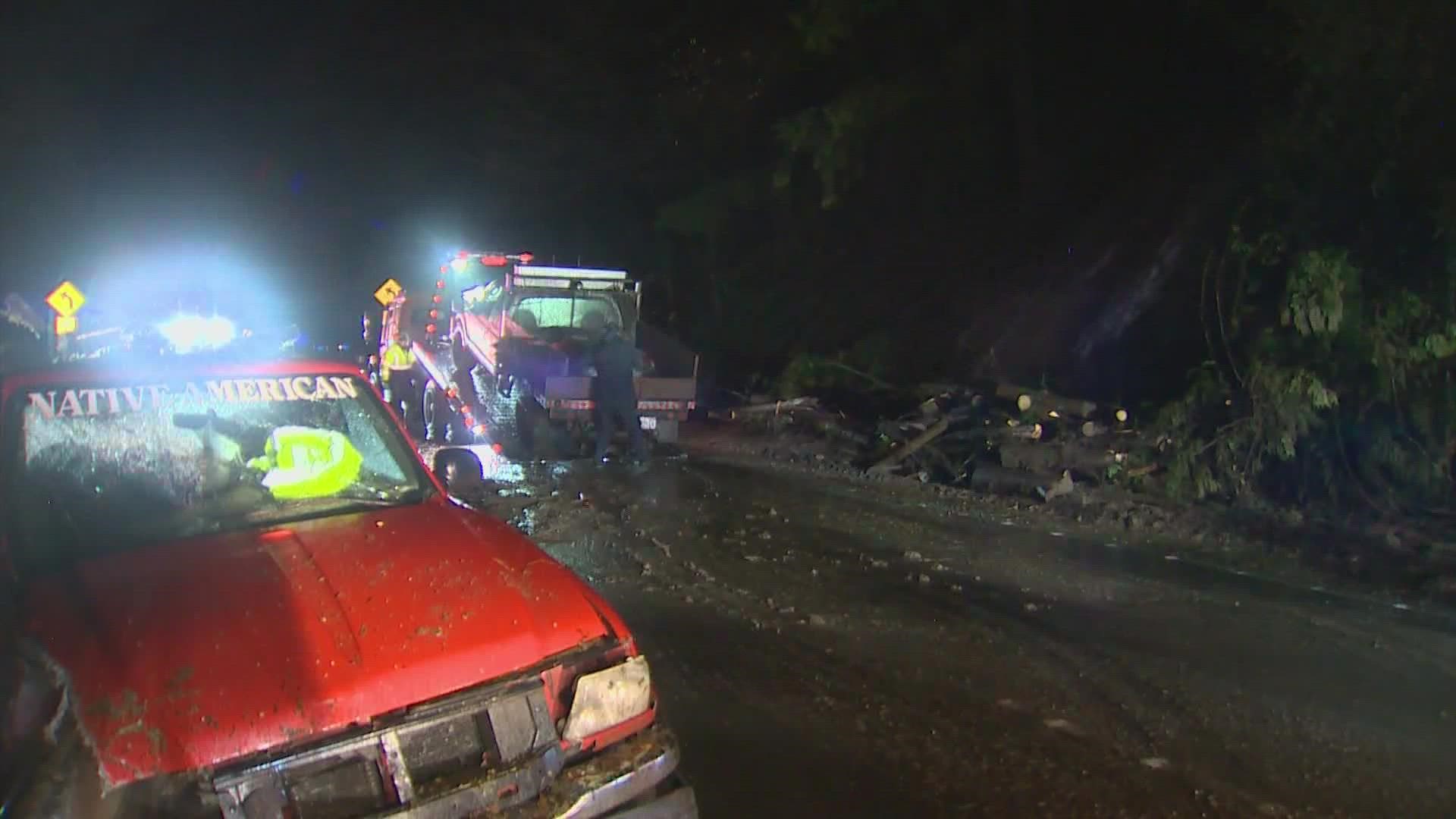 Monday's flooding caused a landslide to come down on the roadway. But traffic has resumed on I-5 S in Bellingham.