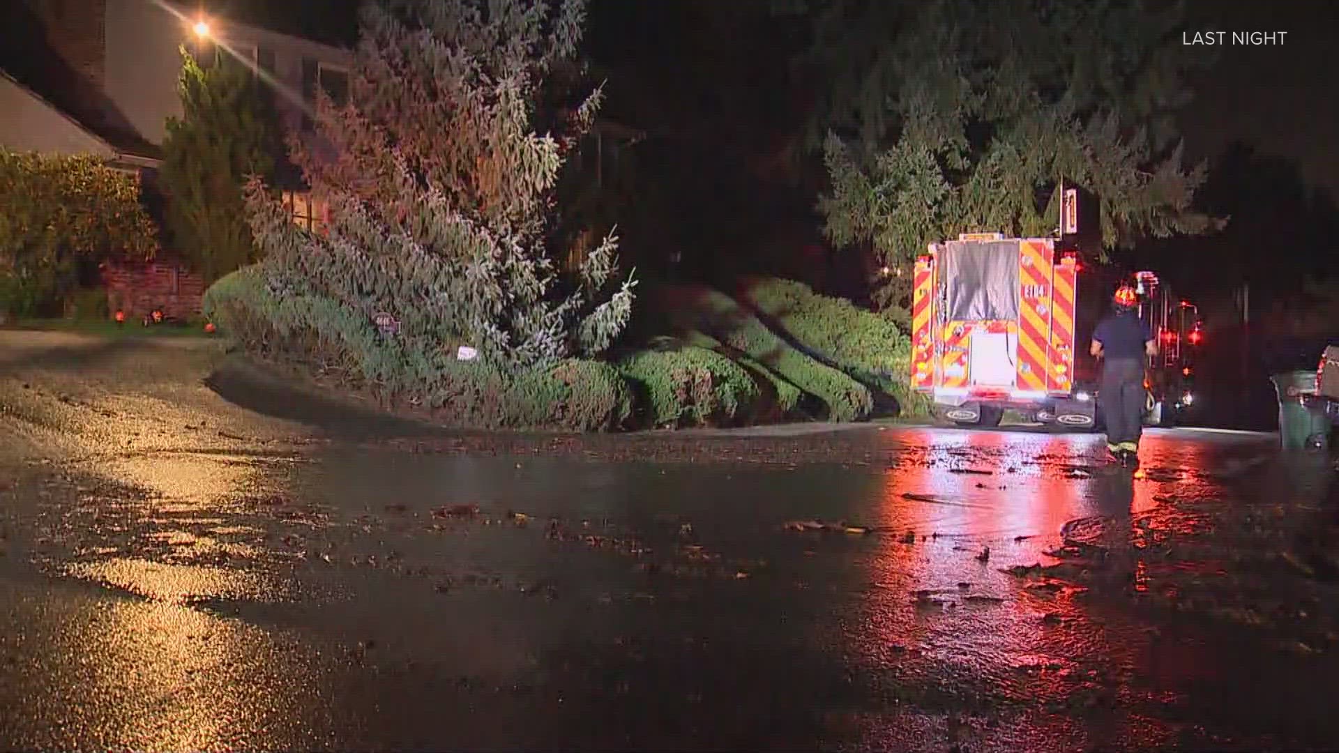 About 60 homes are without water after a water main break between Marymount Dr. and SE 48th on Mercer Island Tuesday morning