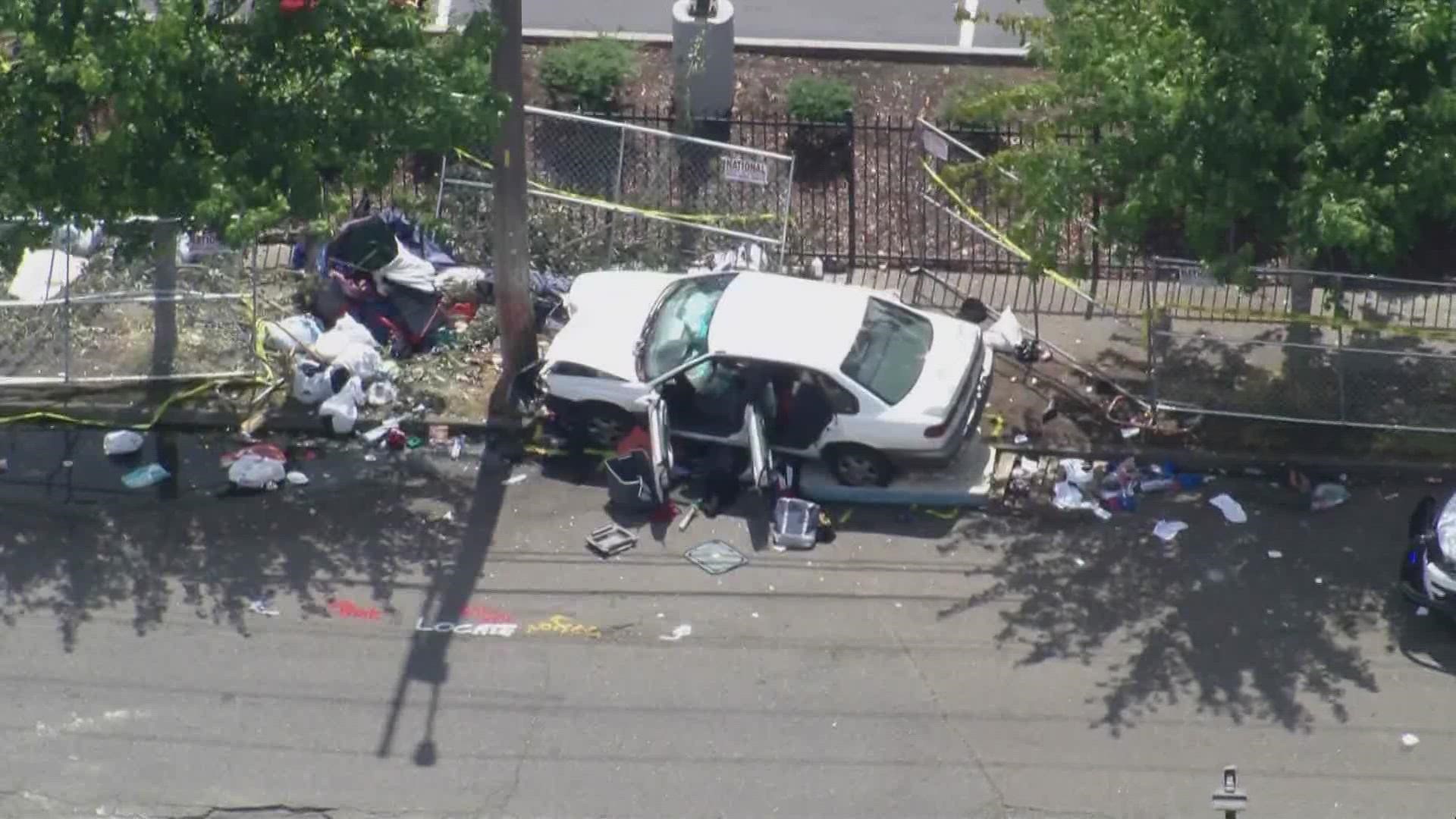 Two people in the tent on a Tacoma sidewalk were seriously hurt.