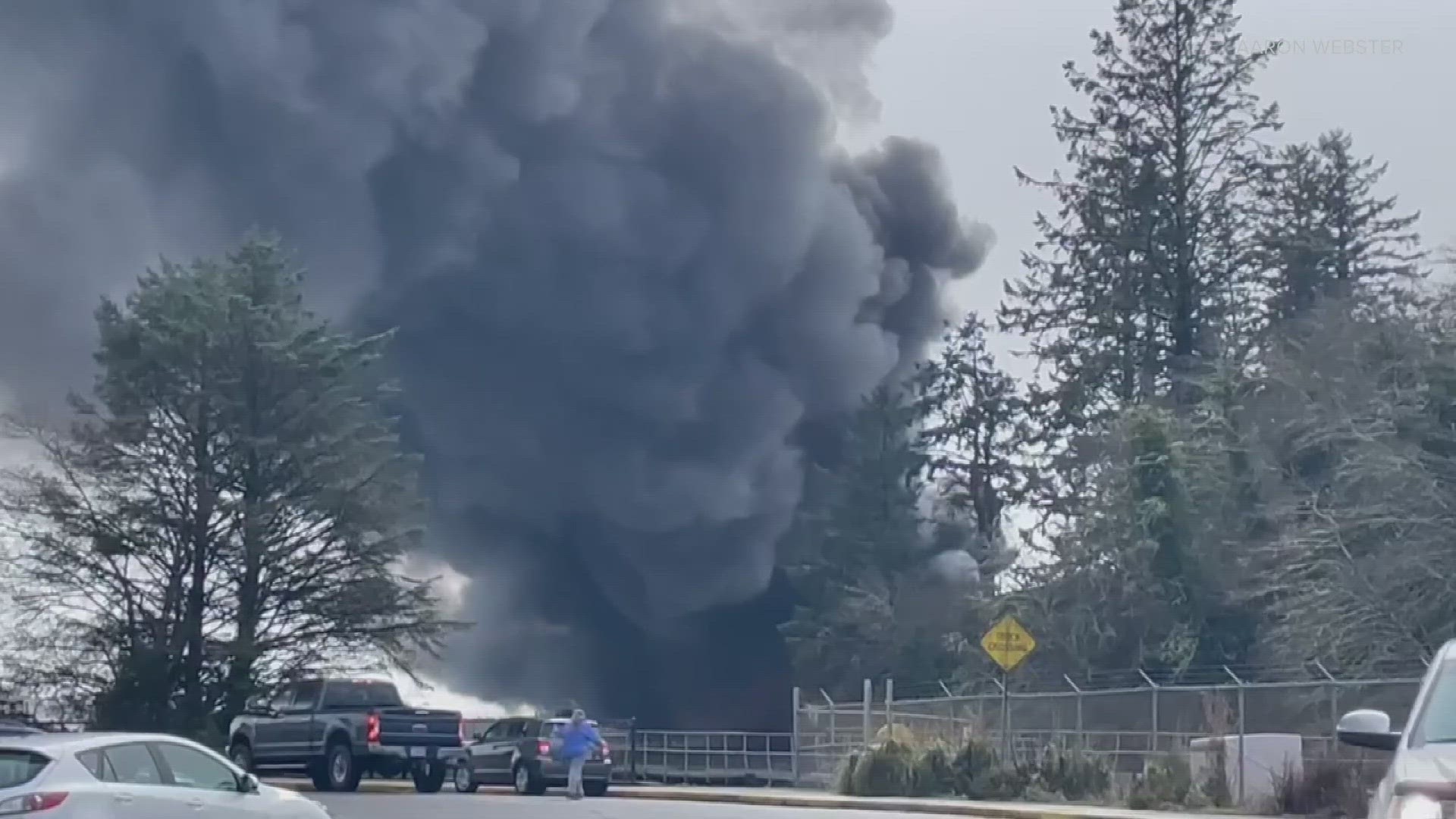 Crews are battling a fire at the Port of Ilwaco that sent plumes of black, hazardous smoke into the air.