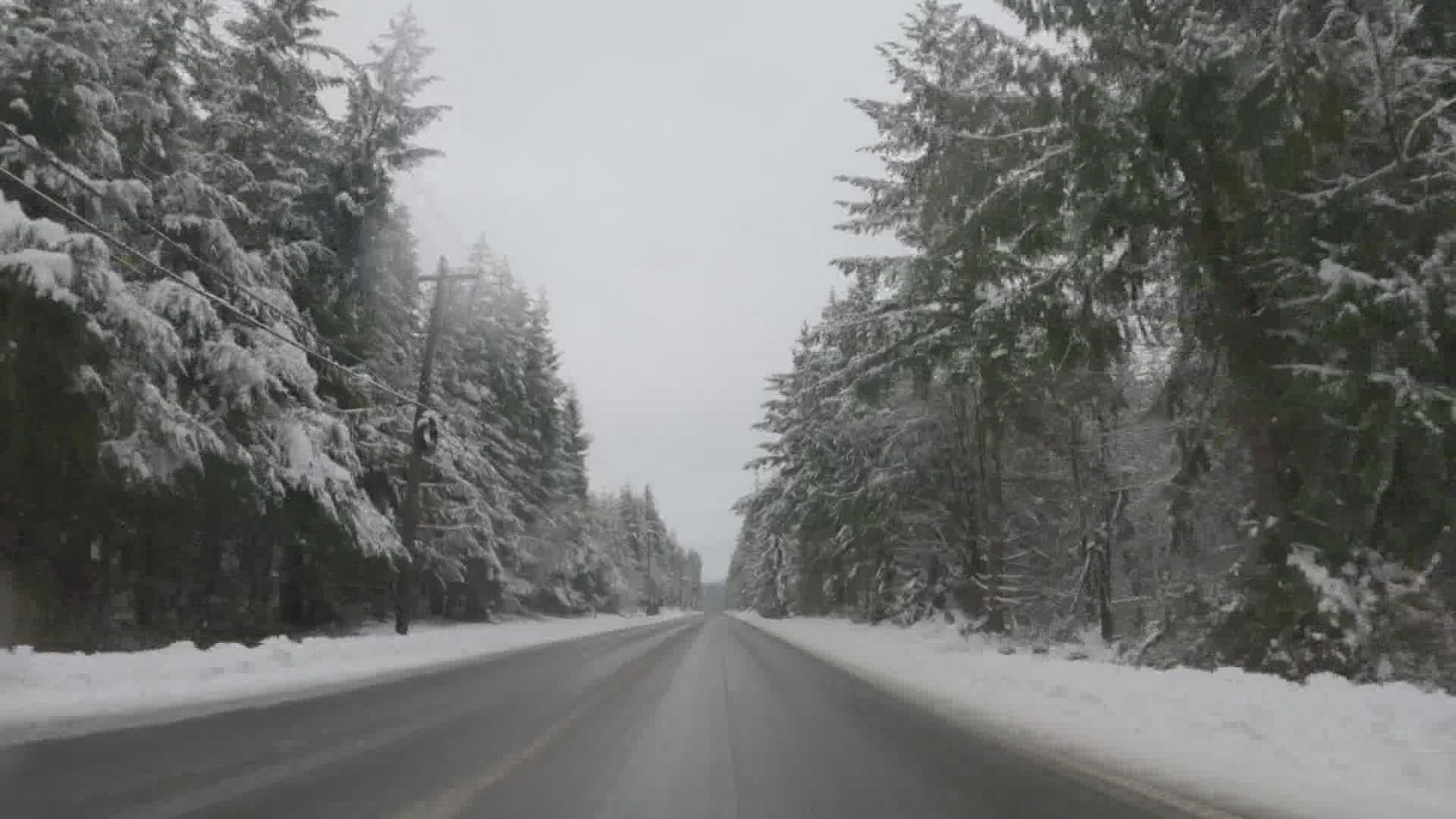 Nearly one foot of snow has already accumulated in parts of Kitsap County and more could be on the way Saturday morning.