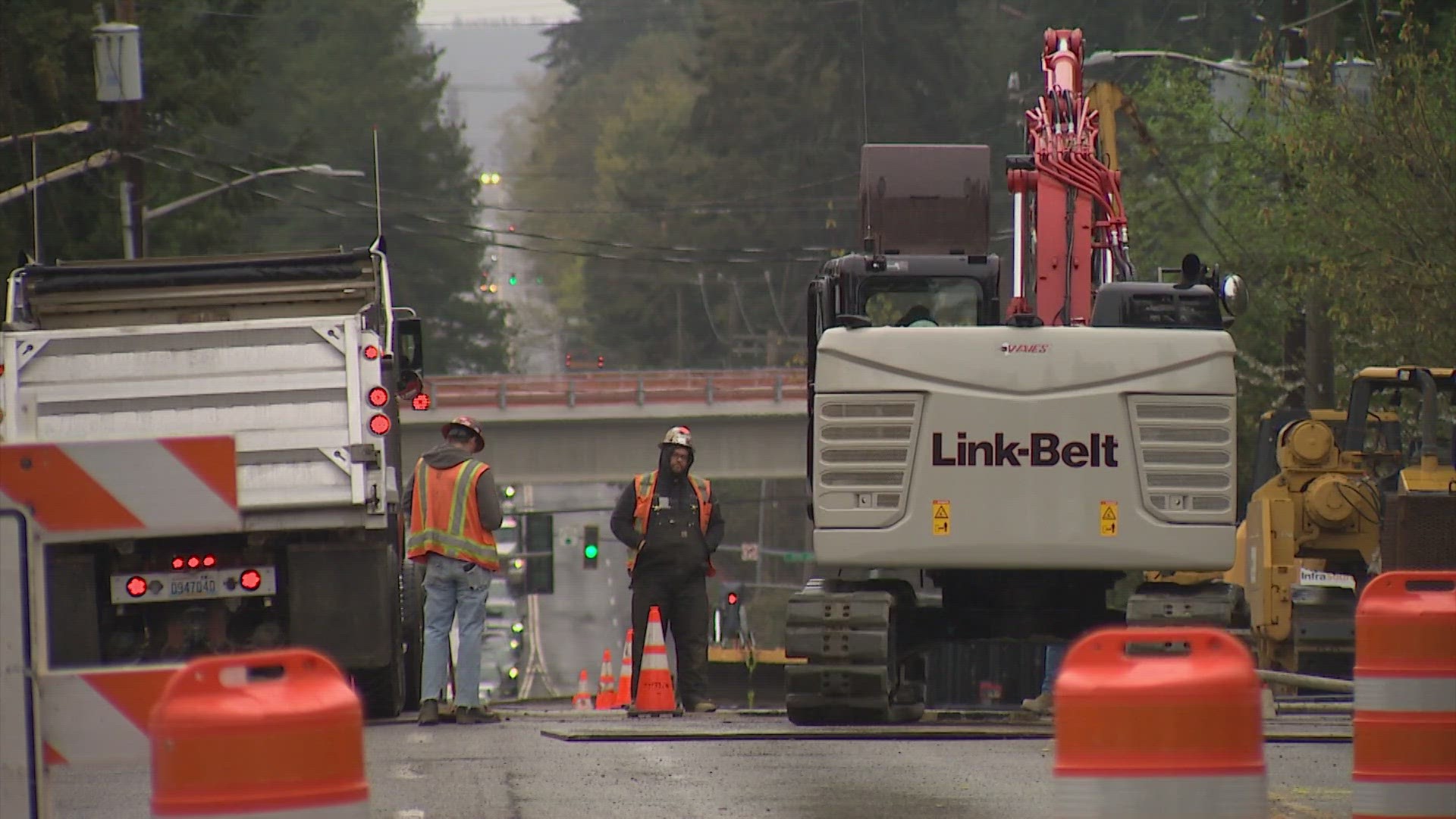 Crews are putting in left turn lanes, removing all signals and adding two two-lane roundabouts.
