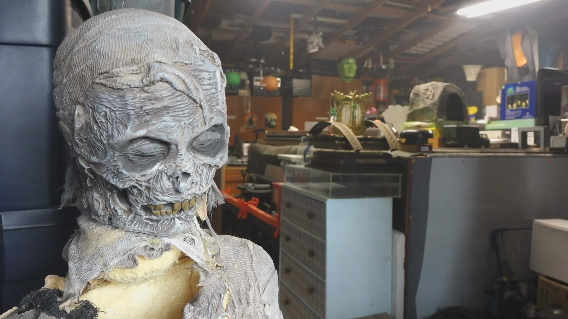 The family transformed their garage into a huge haunted attraction that delivers scares and some nostalgia all year long in celebration of Halloween.