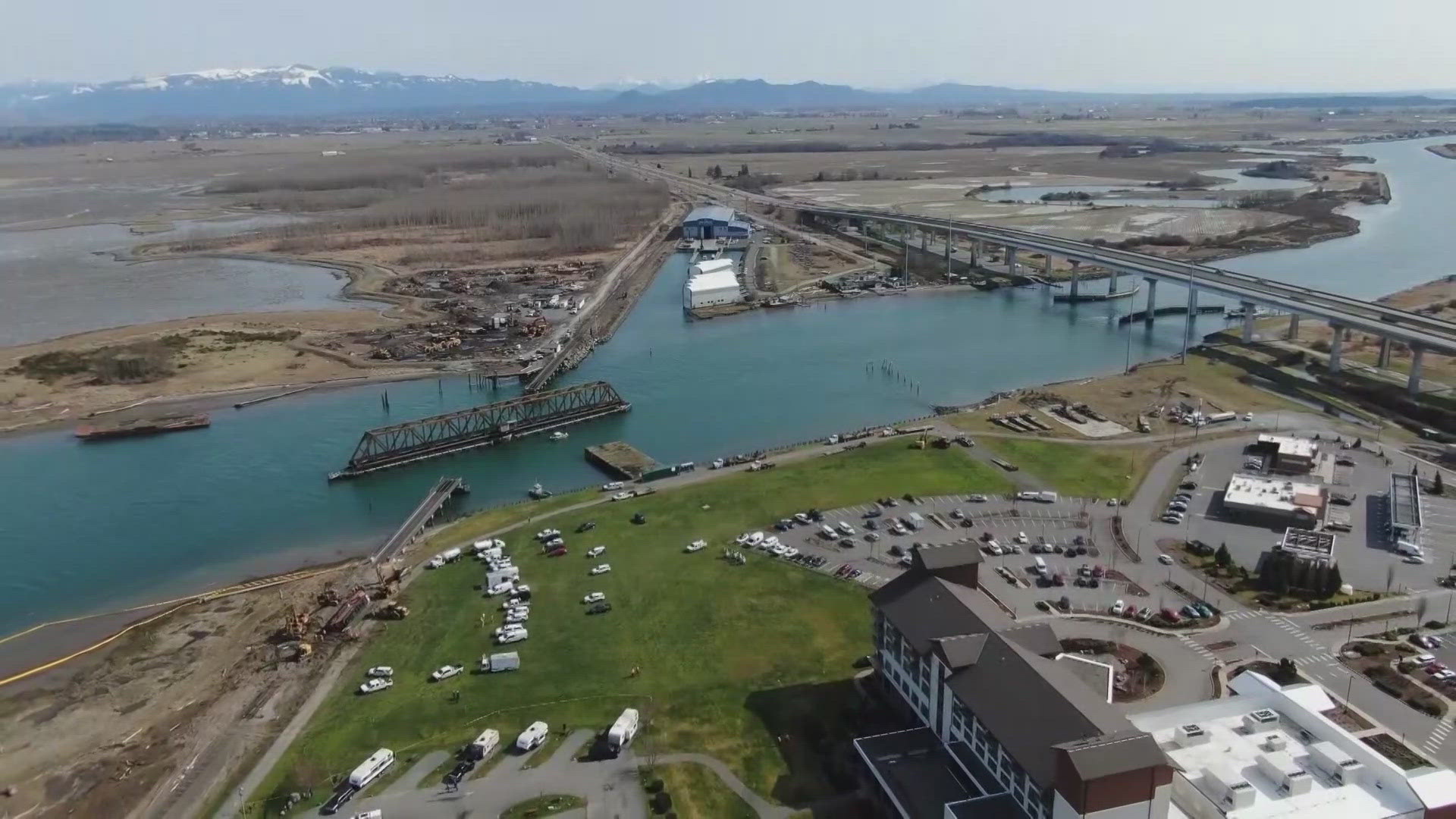 The route crosses sensitive marine ecosystems along the coast, over water that connects with the Salish Sea.