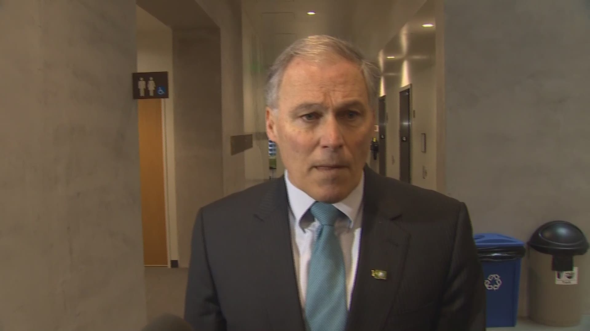Gov. Jay Inslee answers questions on February 27, 2019 on whether he has an announcement to make about a possible presidential run in 2020.