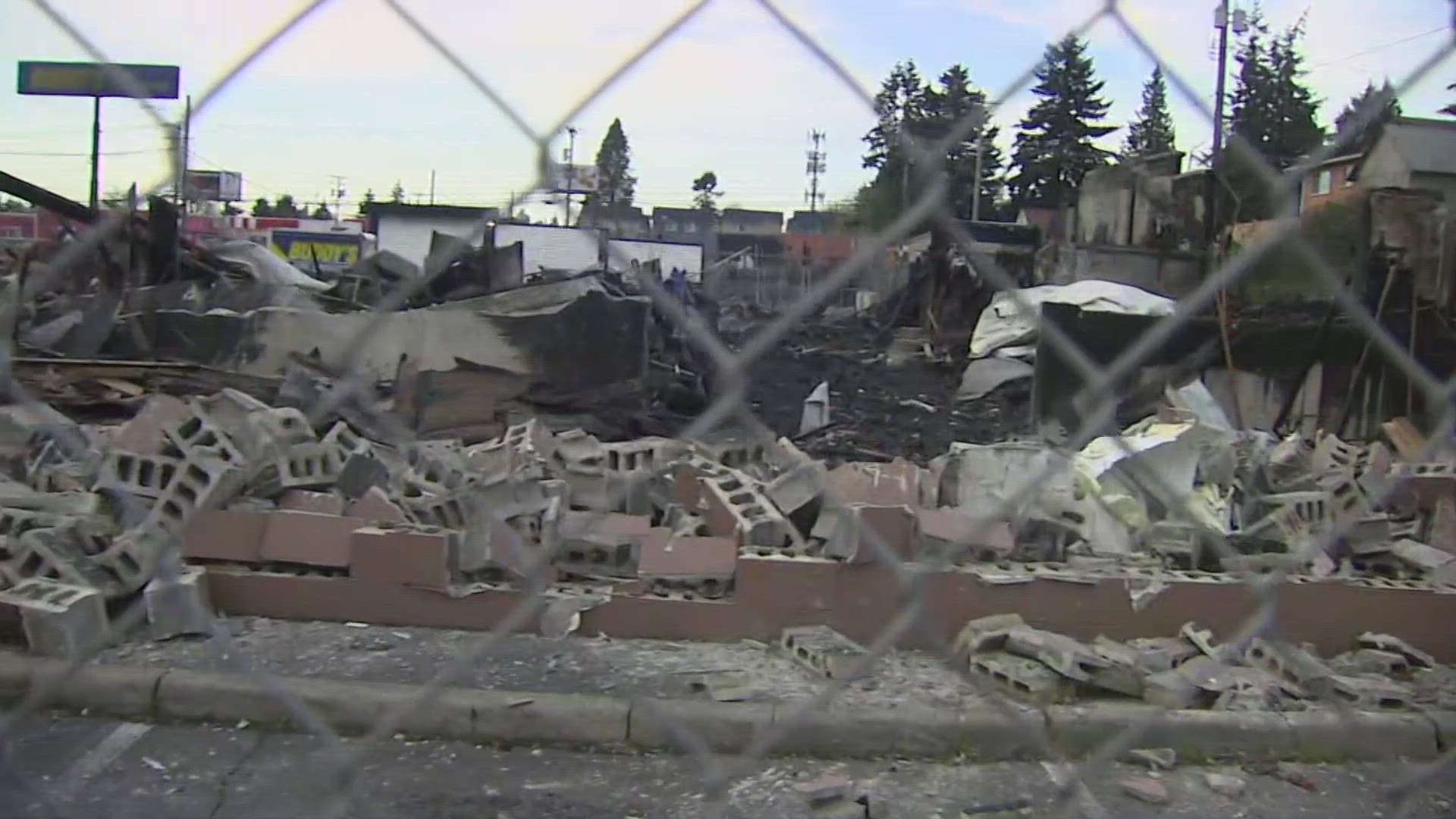 Buddy's Home Furnishings was reduced to ashes after a fire broke out in the building Tuesday morning.