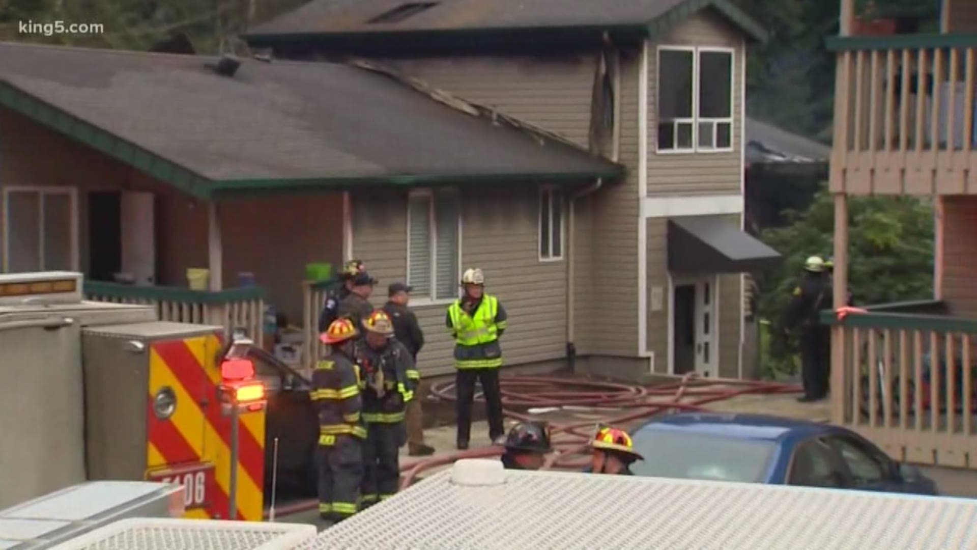 One person had to be taken to Harborview Medical Center after a house fire in Bellevue early Saturday morning.
