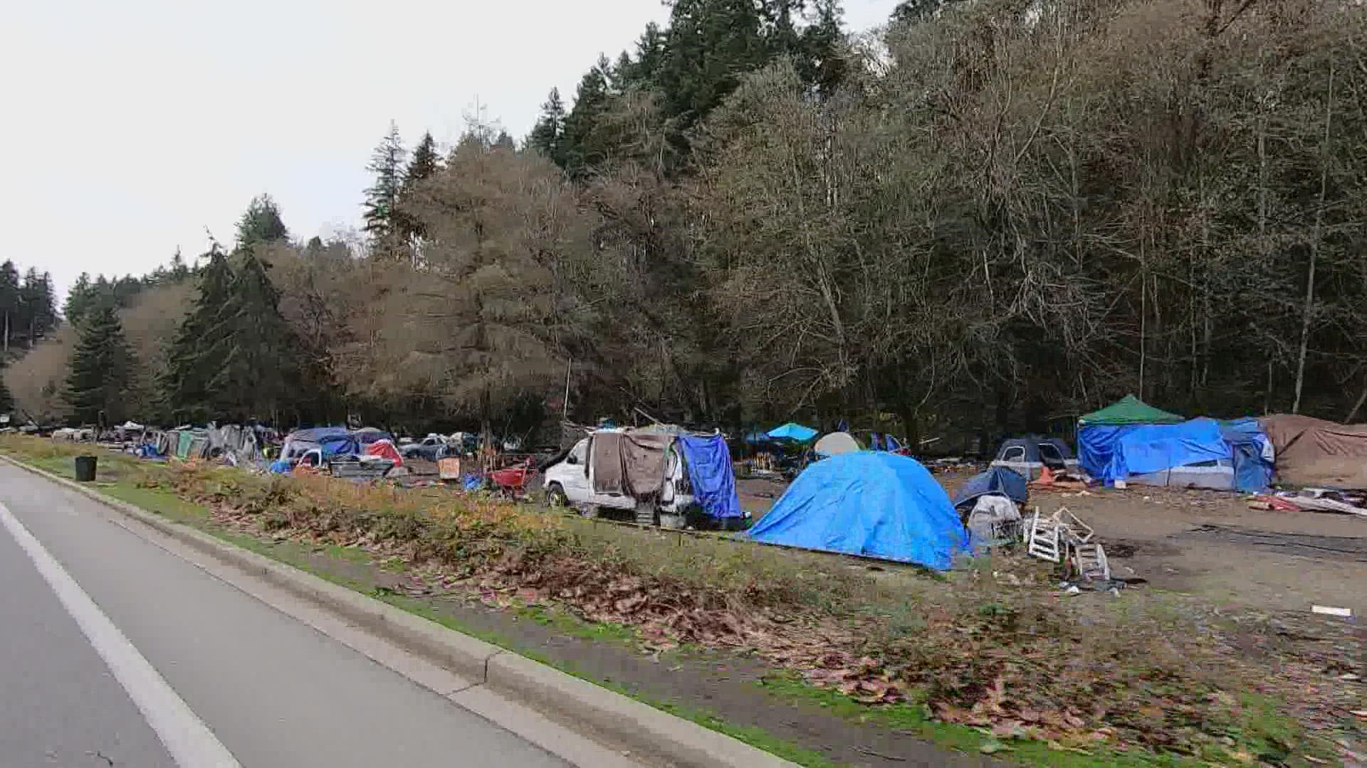A homeless camp will be swept from an area near the state capitol in Olympia even though the city's shelter system lacks the space to accommodate more people.