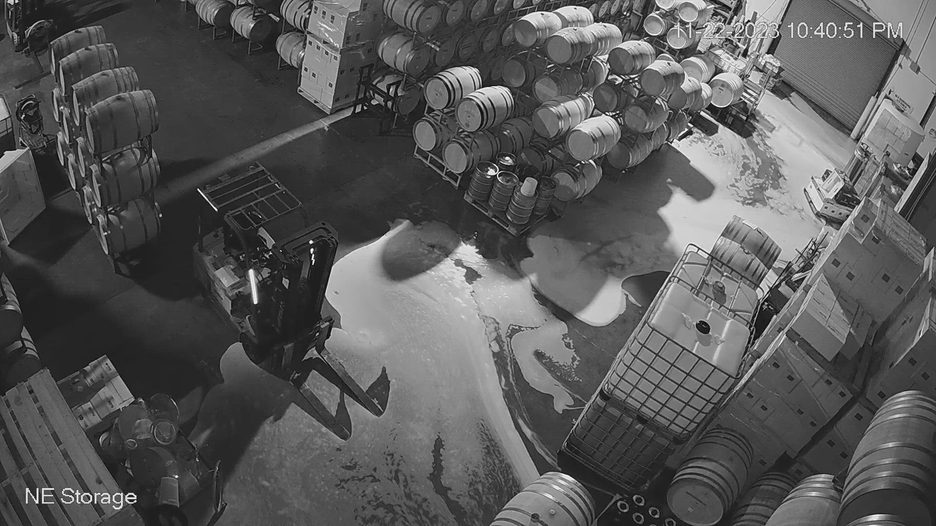 The winery shared exclusive surveillance video with KING 5 showing the suspect emptying roughly 5,000 gallons of its product.