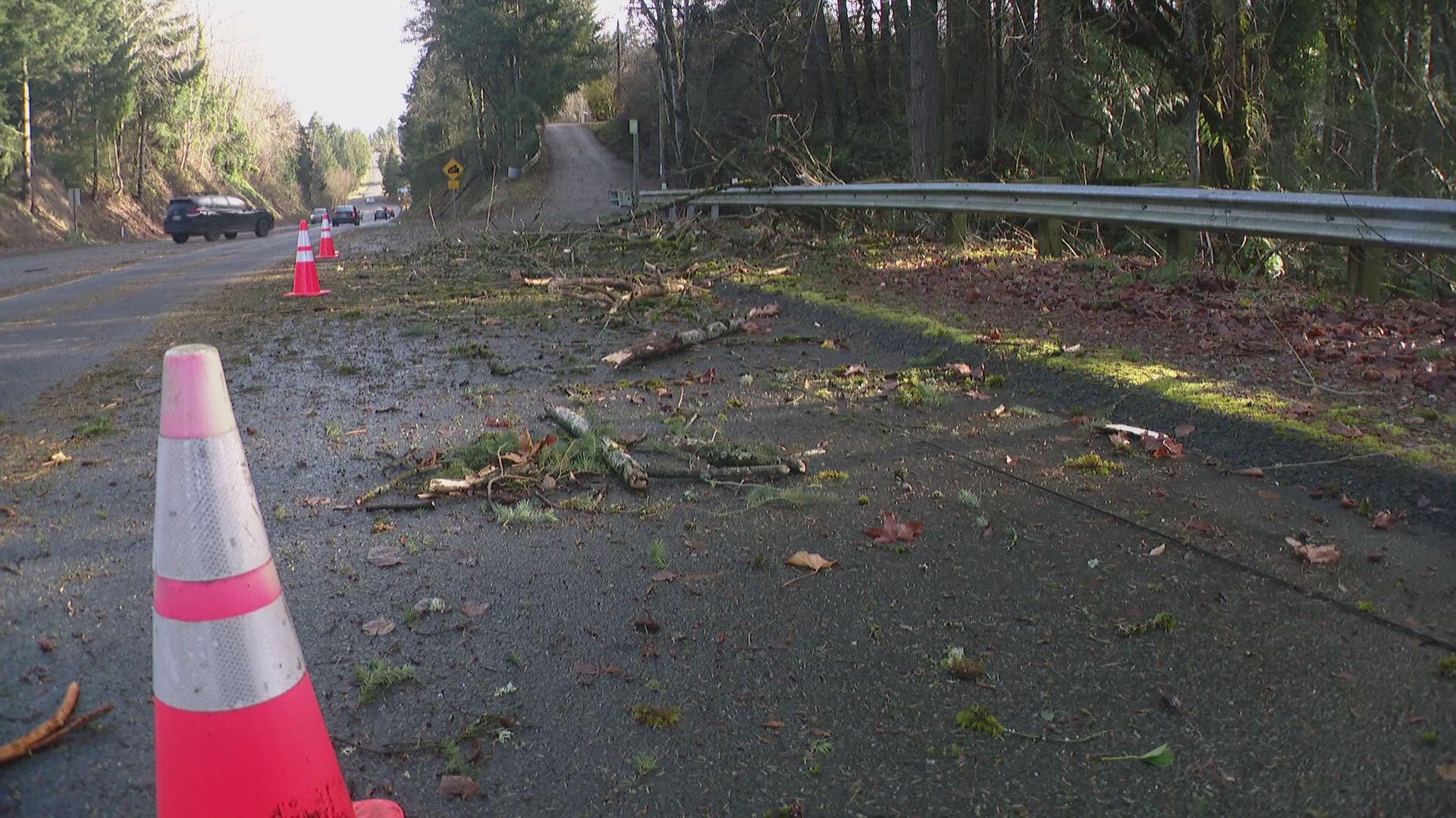 The National Weather Service clocked wind gusts of more than 50 miles per hour in Puyallup and around 60 miles per hour in Tacoma.