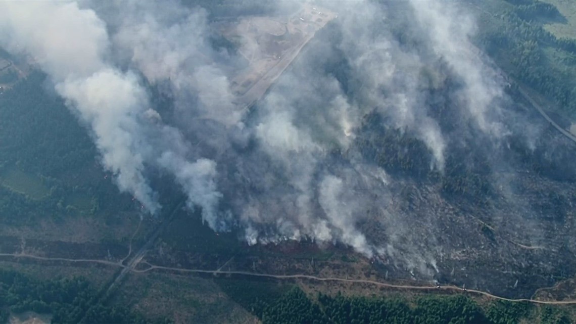 'Many' homes threatened by large brush fire in Mason County