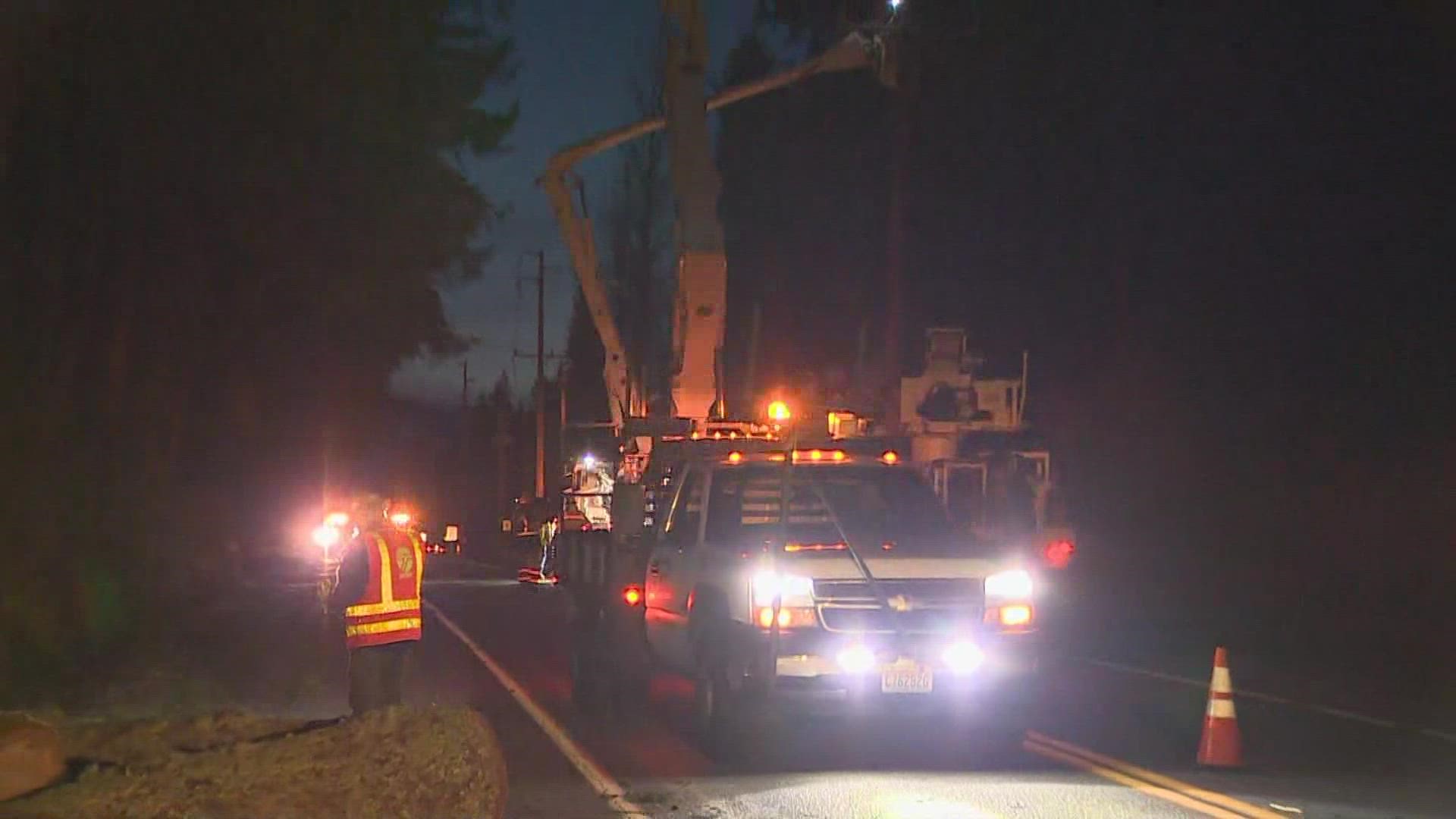 Nearly 20,000 Puget Sound Energy customers are without power this morning after a night of powerful windstorms toppled trees all over western Washington