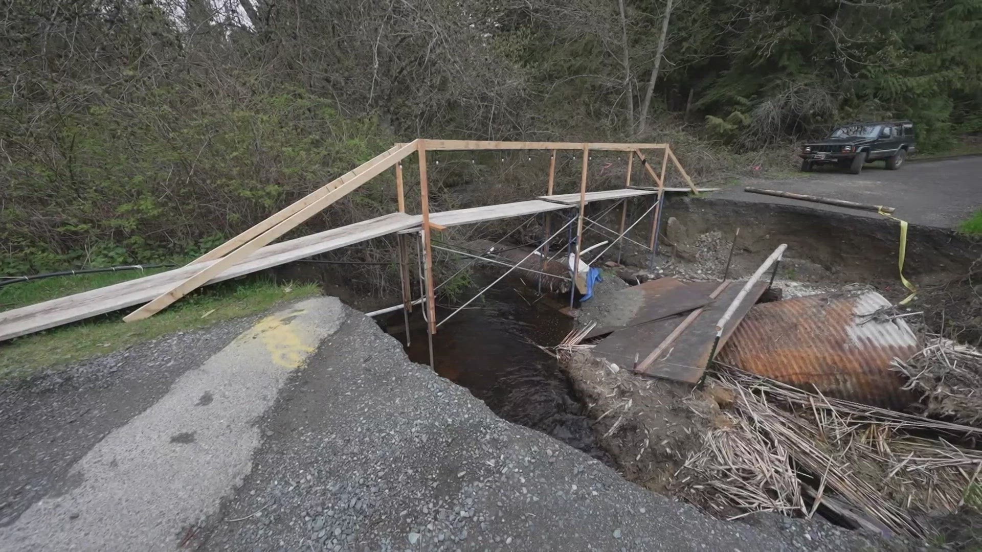 For five weeks, the group of 23 residents has had to travel by foot over rushing waters.