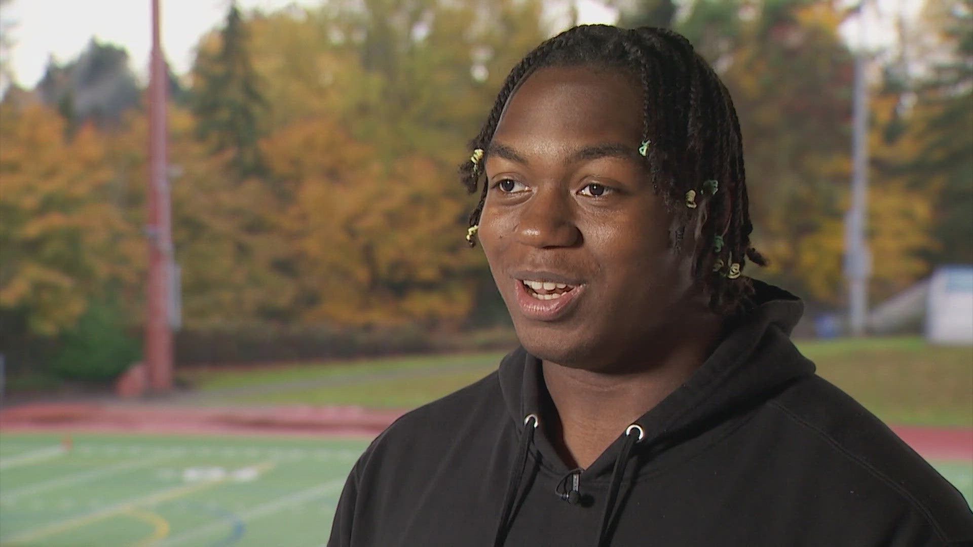 Bellevue football is heading to the state semi-finals this weekend. This 6-foot-8 senior is a big part of the team's success. 