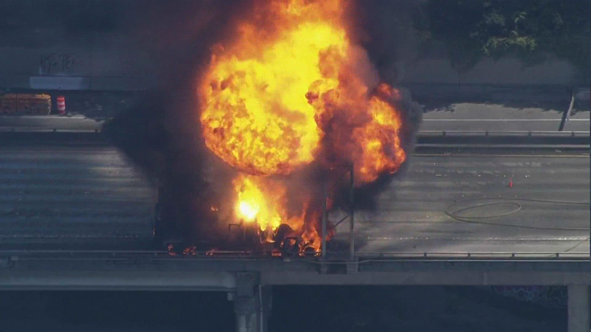 The truck was carrying propane and oxygen tanks, according to Washington state Trooper Rick Johnson.