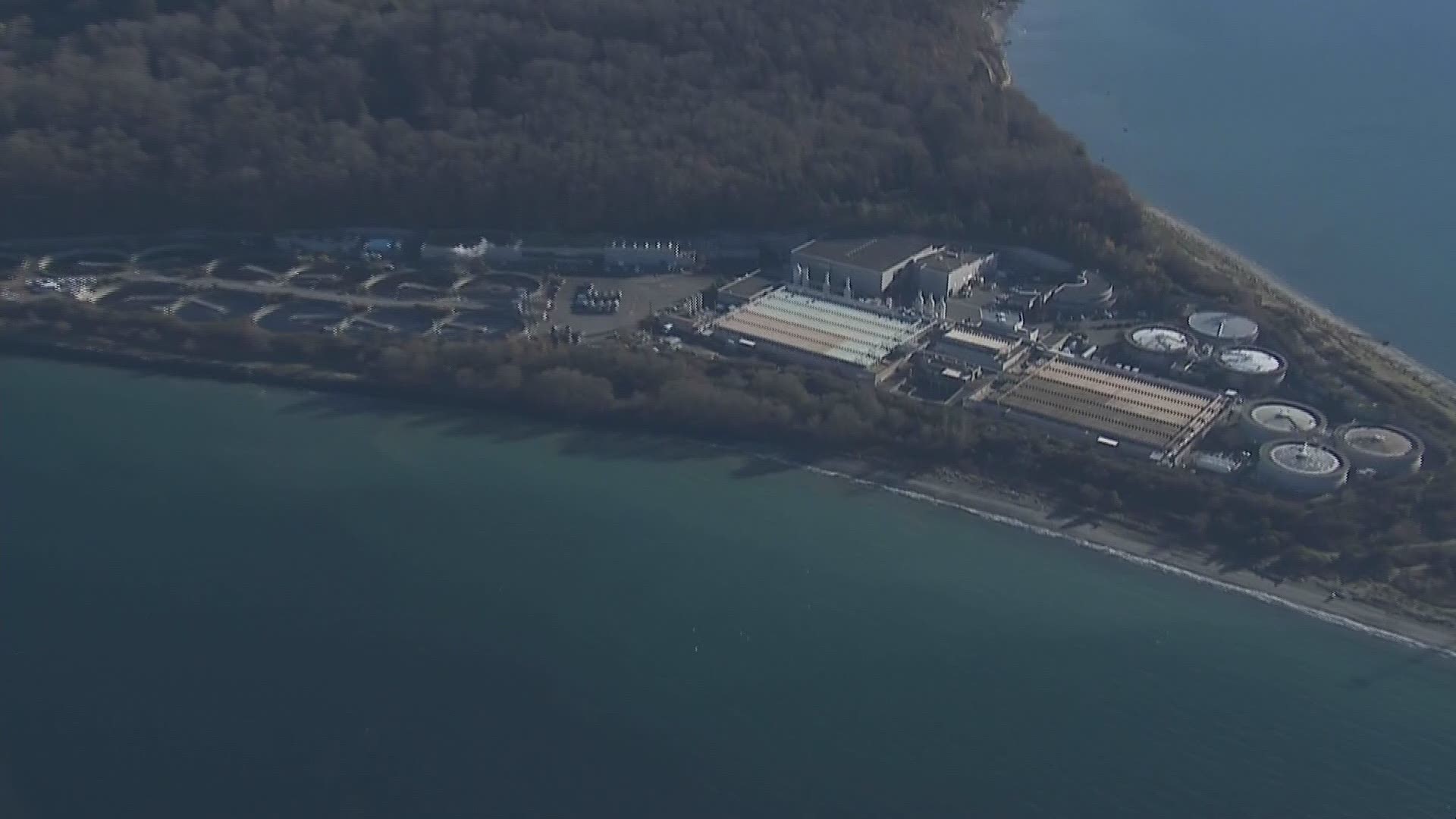 SkyKING captured aerials of the West Point Treatment Plant in Seattle after a wastewater spill on Dec. 2, 2020.