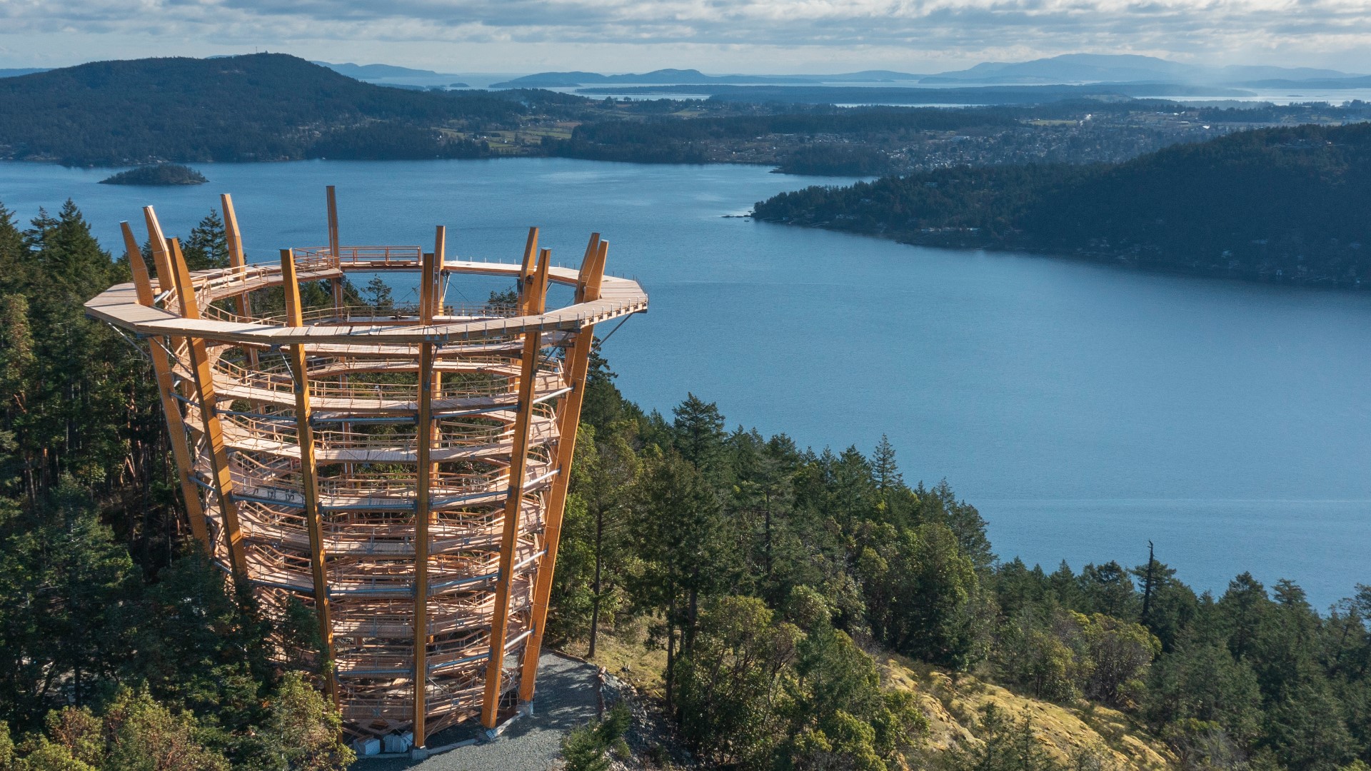 The Malahat Skywalk offers accessibility, a two country view and A SLIDE