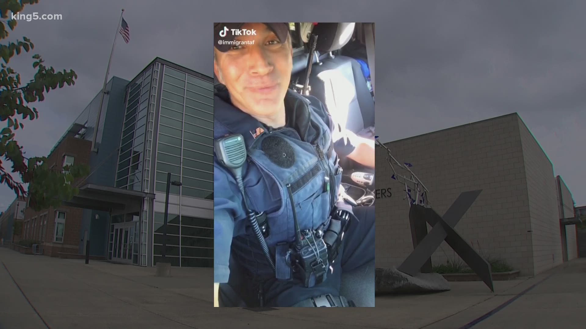 In a viral TikTok video, Tacoma police officer Sam Lopez is seen in uniform being critical of a defund the police protest. The department is now investigating.