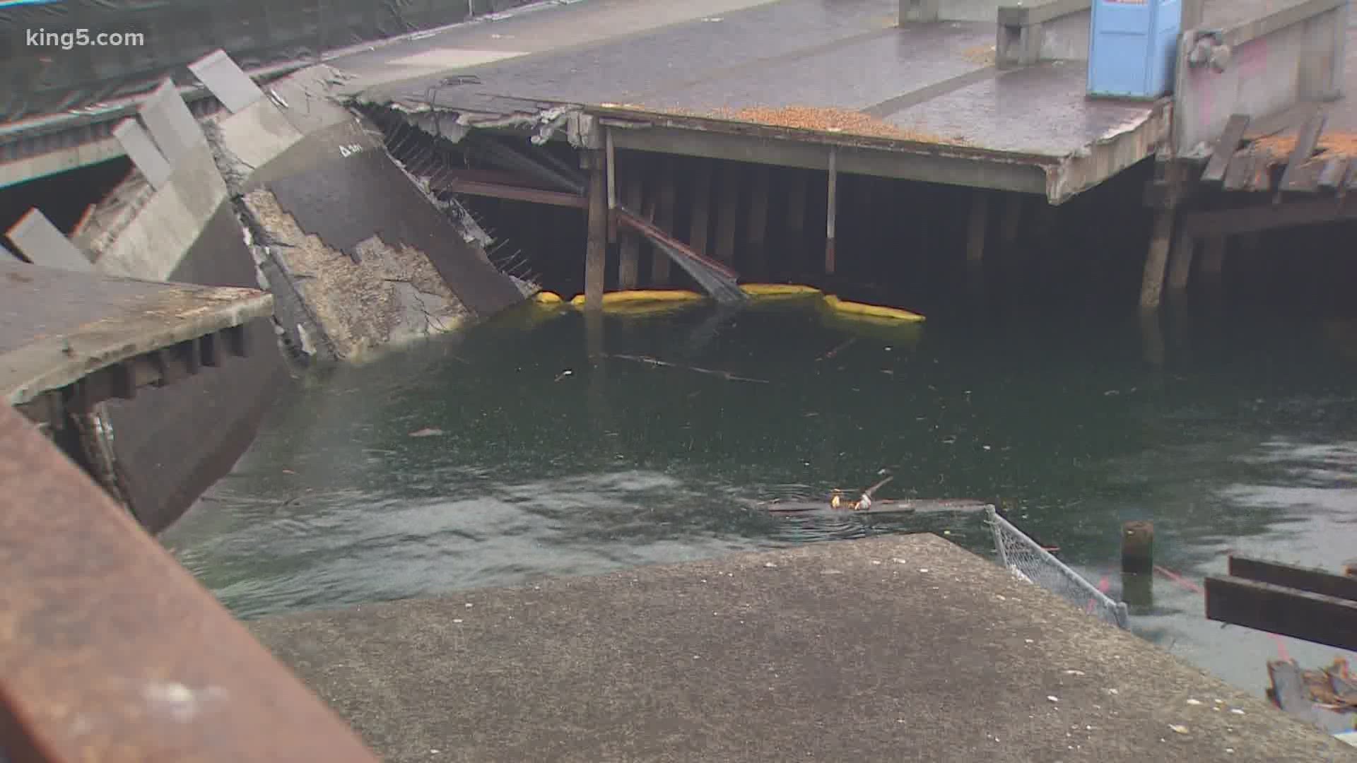 Crews were already working to dismantle the pier when it collapsed on Sunday evening.