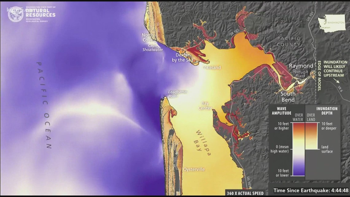 Where is the tsunami hitting in washington