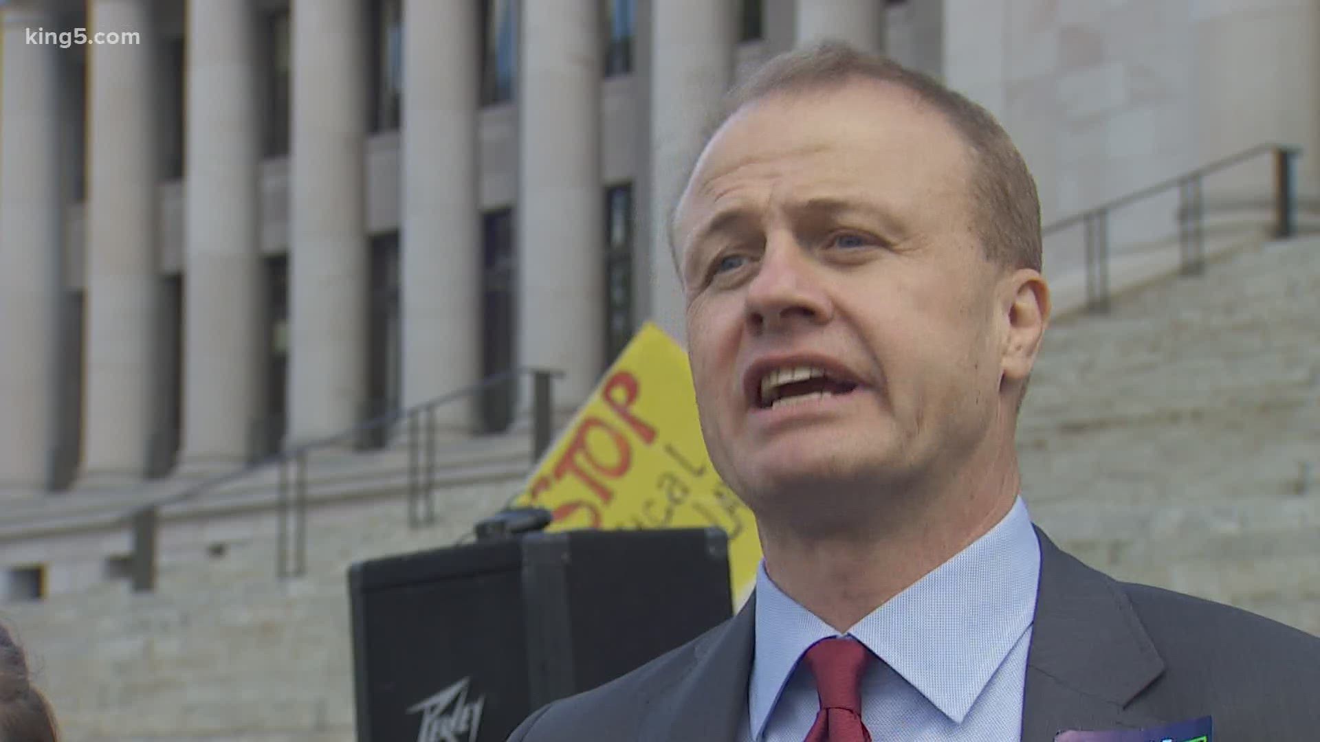 Longtime initiative sponsor, Tim Eyman, officially launched his gubernatorial campaign on the Capitol's steps Thursday.