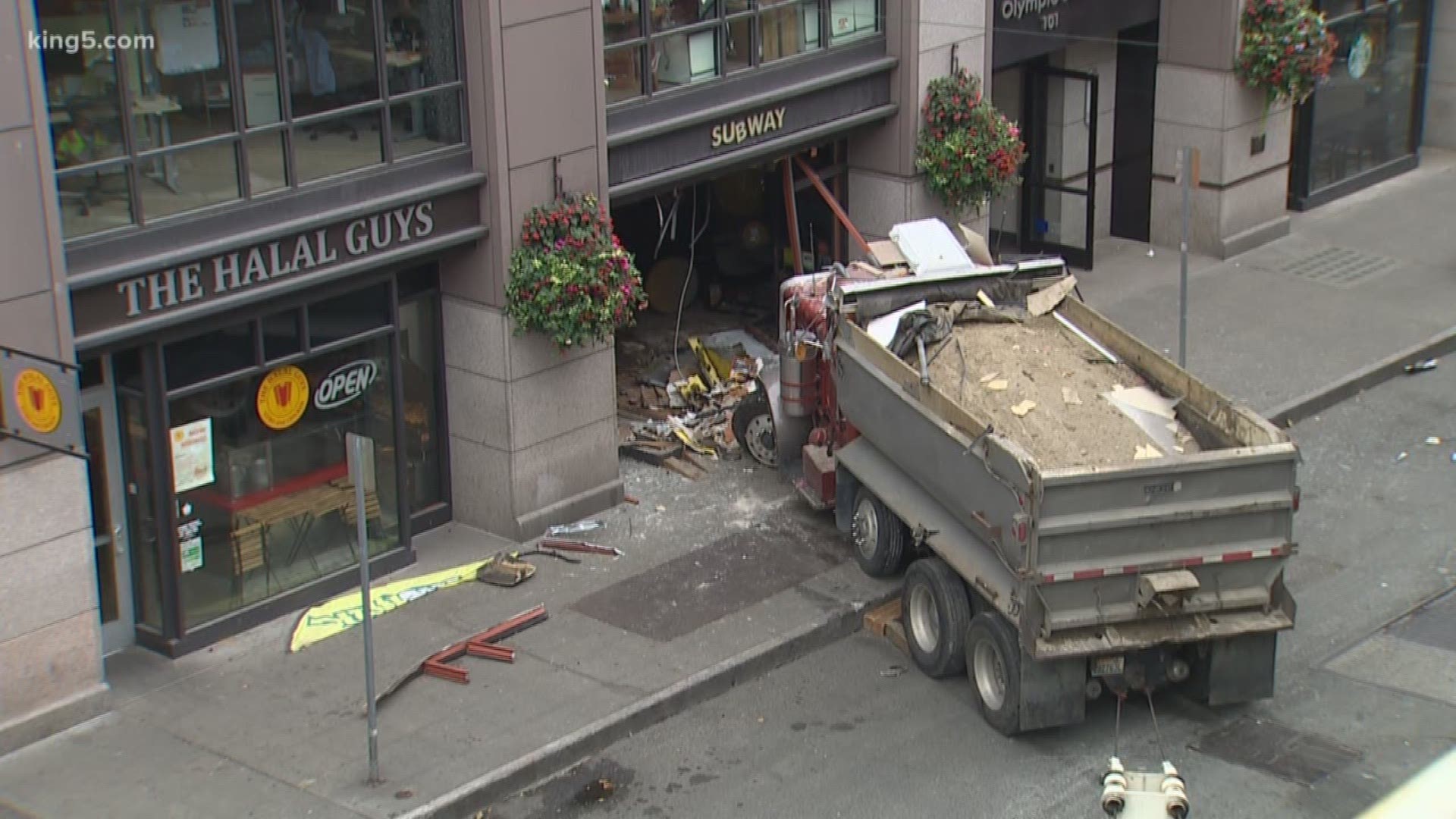 A dump truck had an apparent mechanical failure before it hit pedestrian, several vehicles, and slammed into a sandwich shop, according to Seattle police. KING 5's Michael Crowe reports on safety issues raised by the dramatic incident.