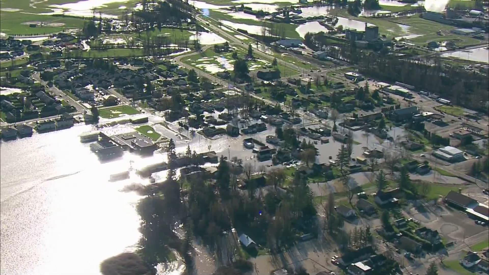 The town of Sumas near the Canadian border is cleaning up after the Nooksack River flooded, swamping roads and neighborhoods.