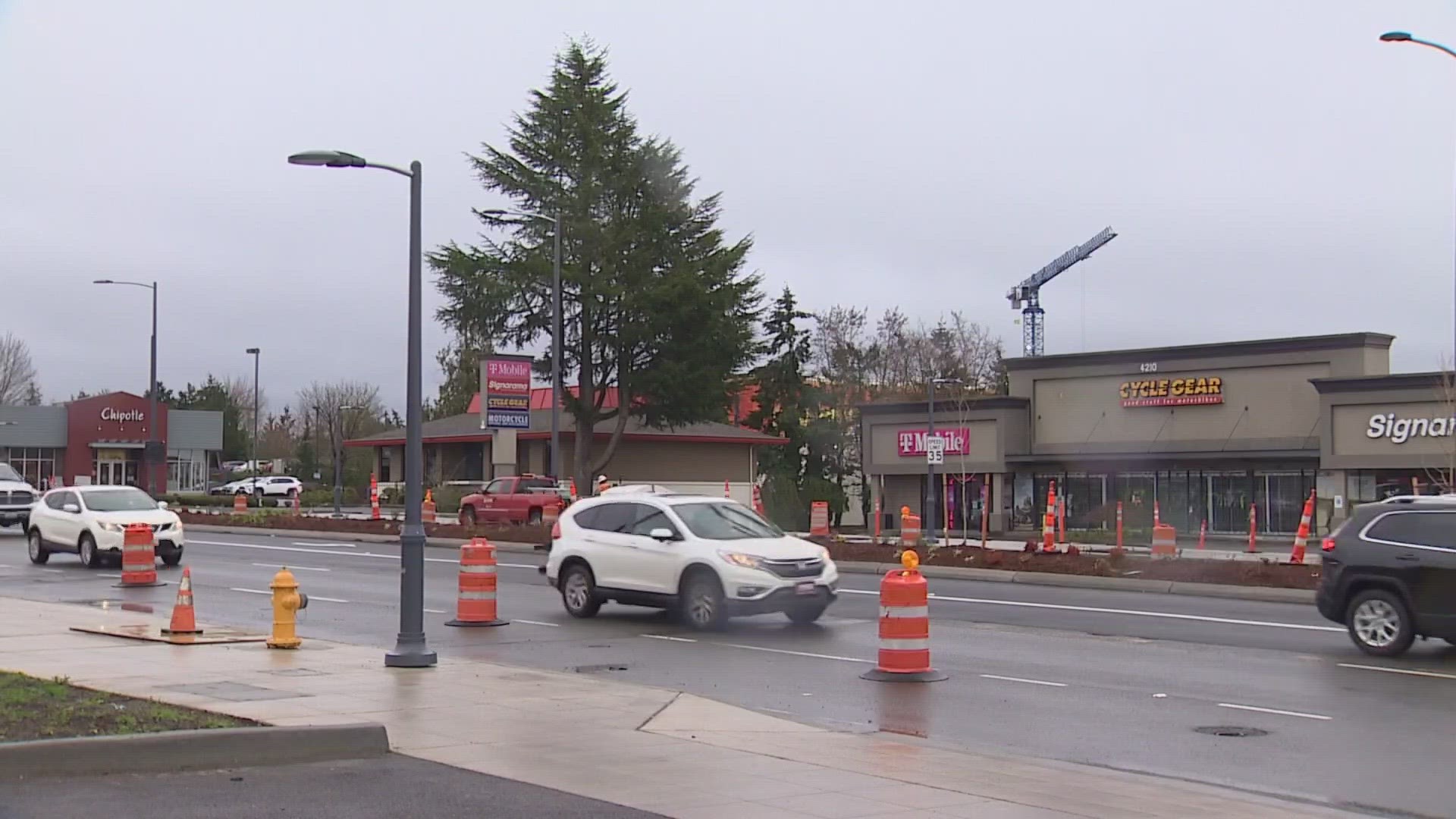 196th Street near 44th Street in Lynnwood is in the middle of a major transformation to make more room for cars and light rail.