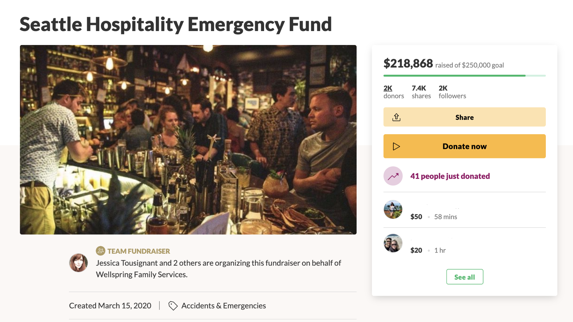 The Seattle Hospitality Emergency Fund was created to help laid off, furloughed and unemployed hospitality workers during the COVID-19 crisis.