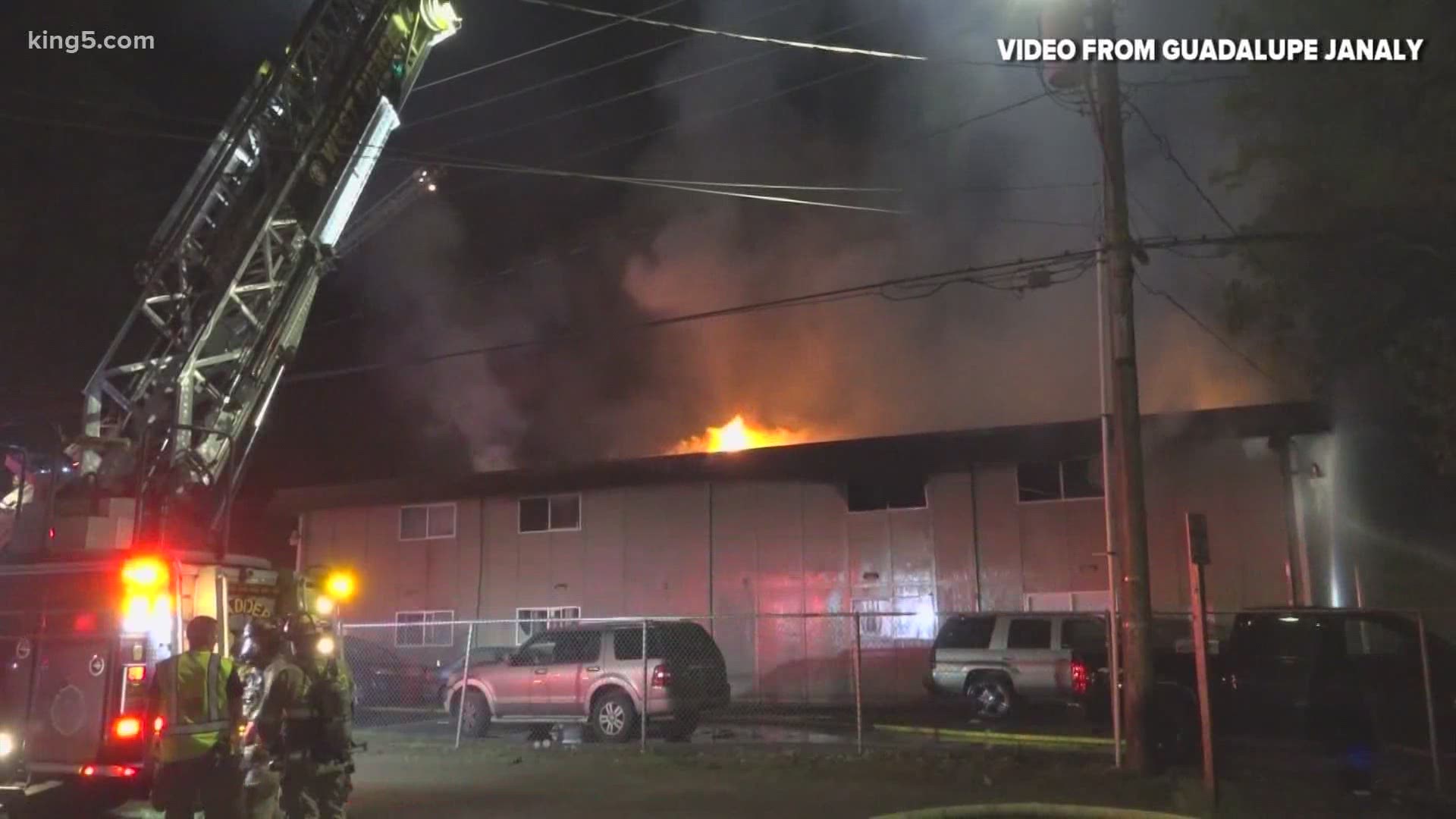 At least 16 families were displaced by an early morning apartment fire in Lakewood Monday.