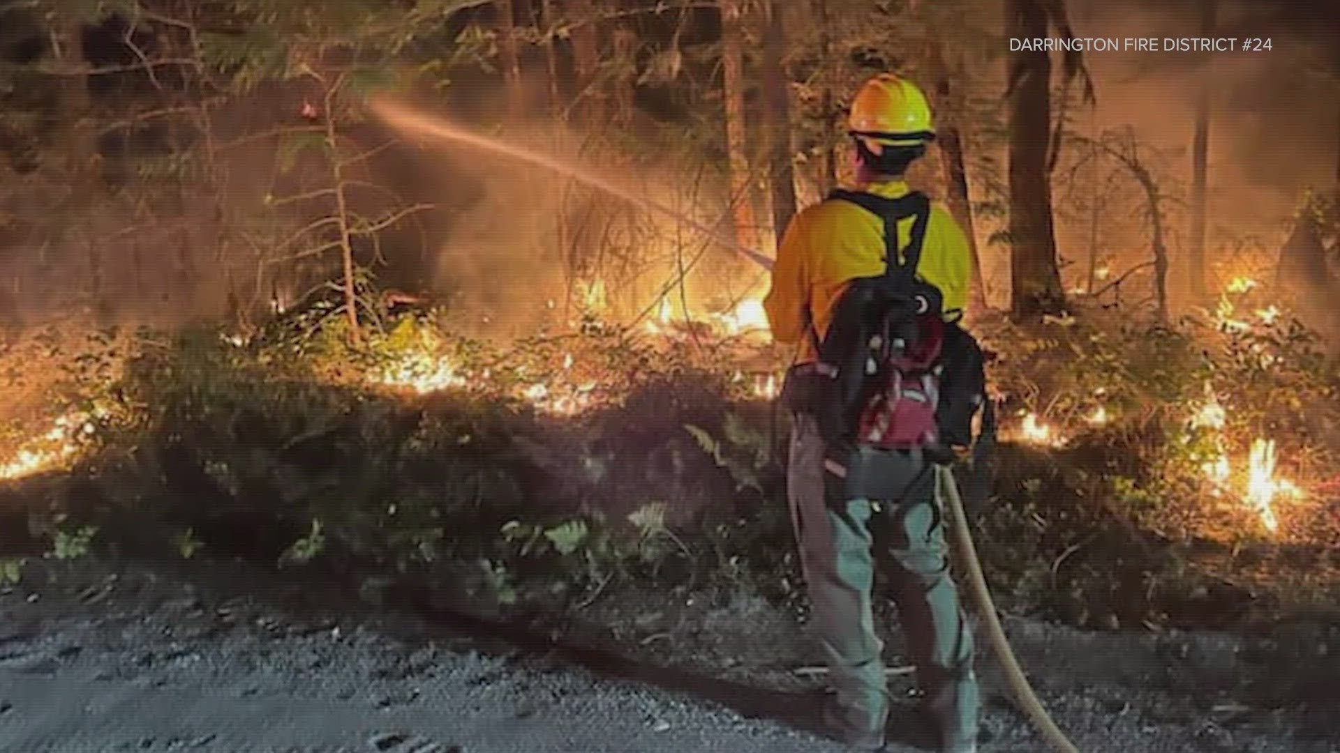 The fire is being fought near Darrington.