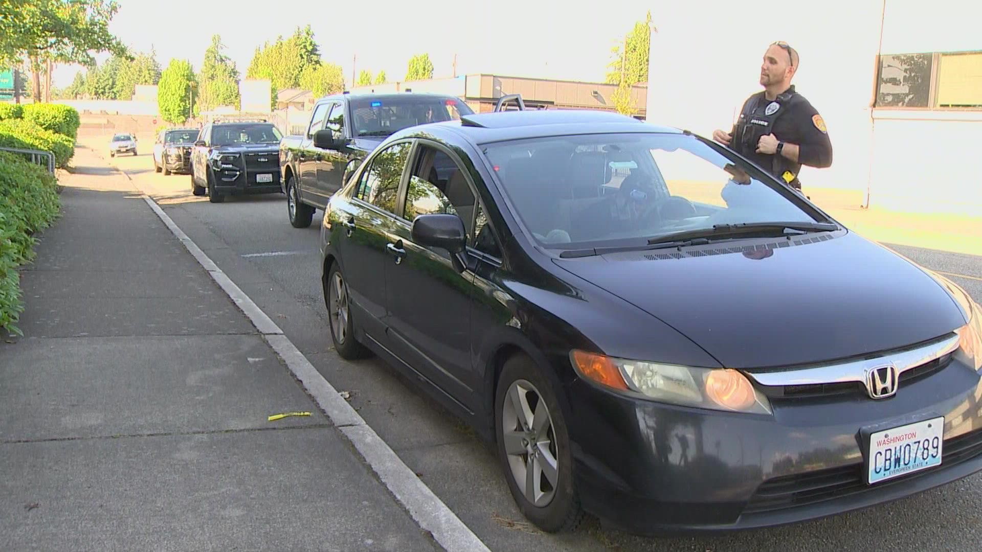 A child that was inside a vehicle when it was stolen in Everett was found safe Monday afternoon.