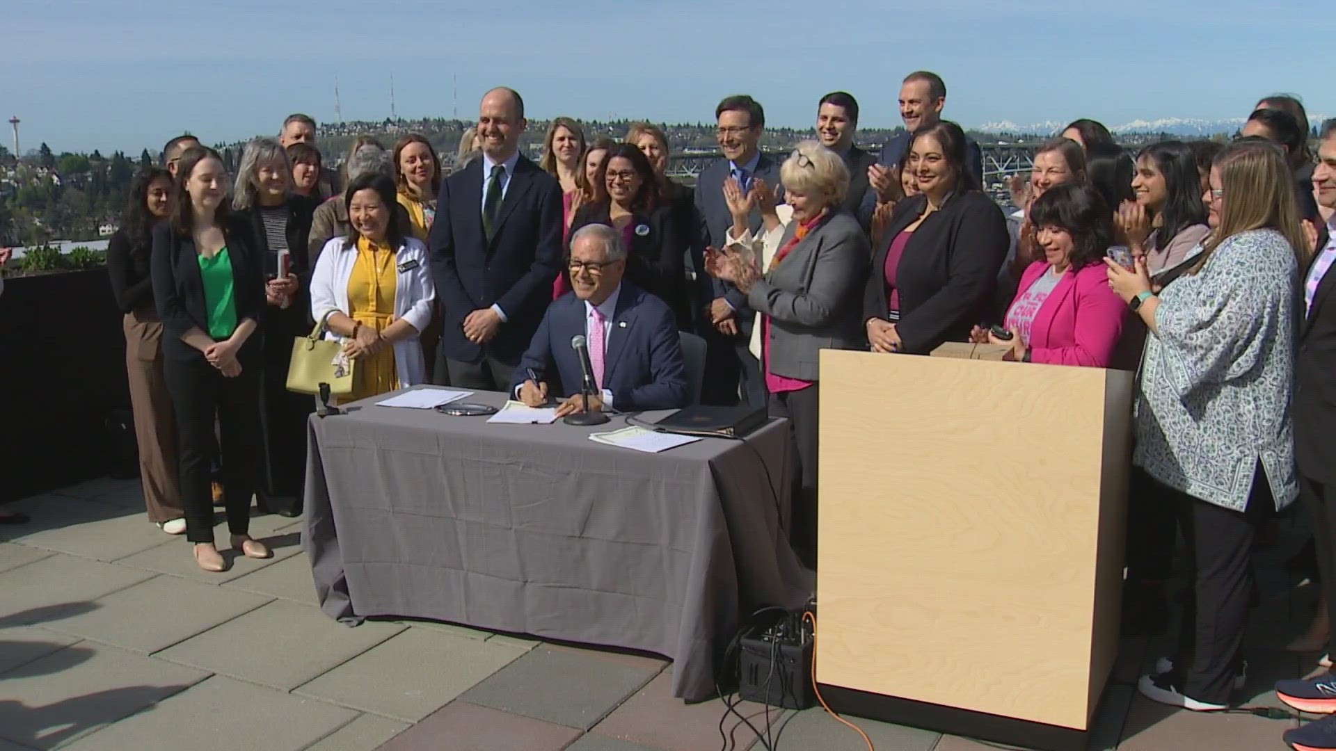 Gov. Jay Inslee signed a number of bills Thursday that will protect access to abortion and reproductive care in Washington state.