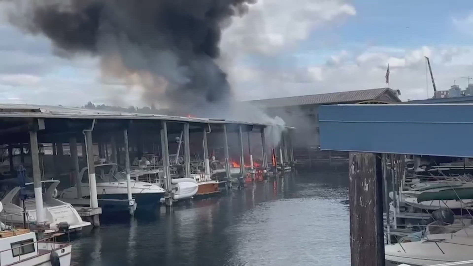 A 40-foot vessel caught fire on Wednesday afternoon. 