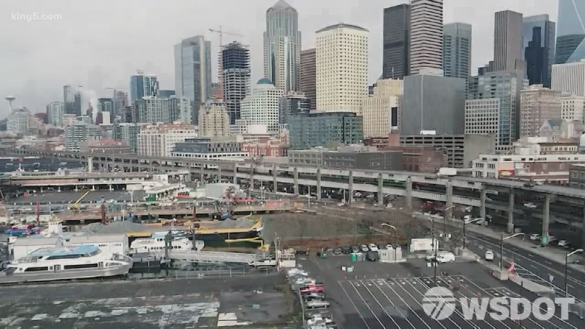 The Washington State Department of Transportation released footage showing before and after work started to take down the Alaskan Way Viaduct.