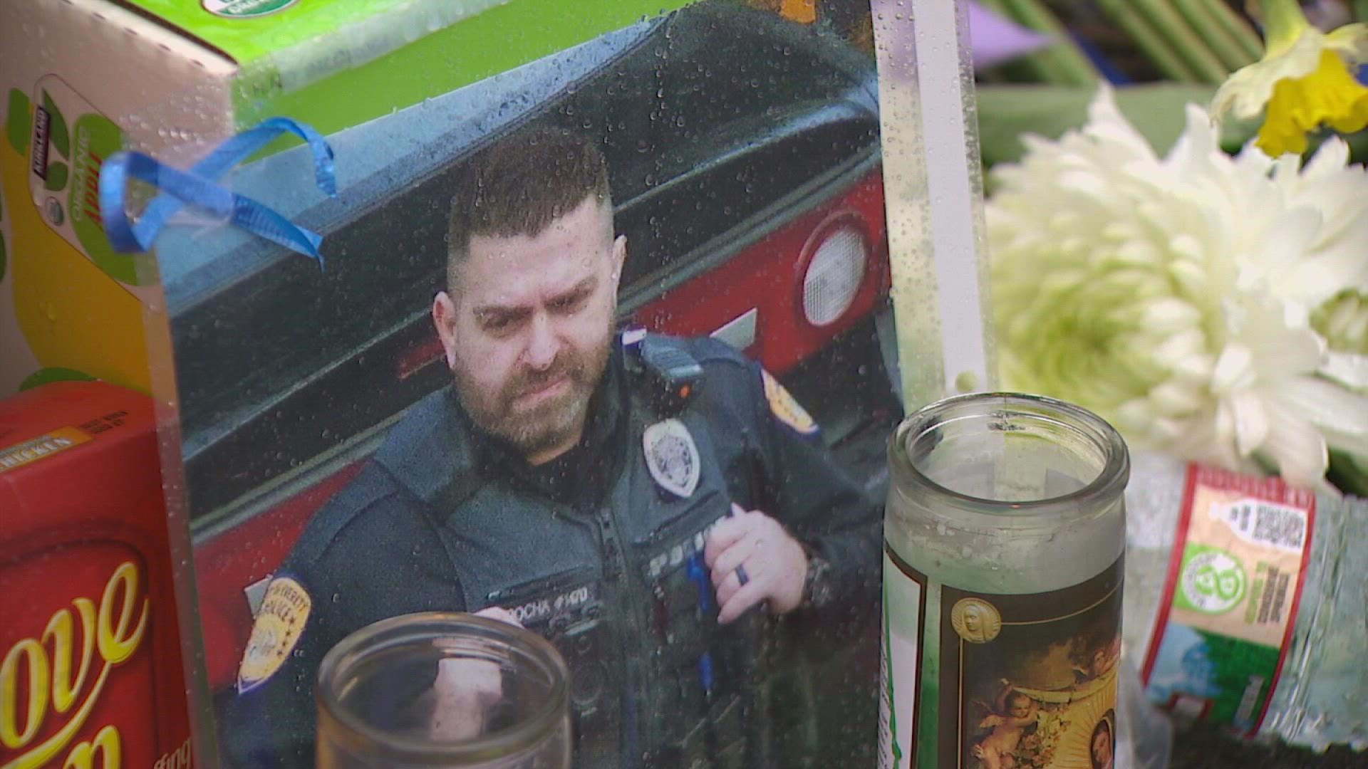 A memorial service for fallen Everett Police Officer Dan Rocha is scheduled for 1 p.m. on April 4 at Angel of the Winds Arena.