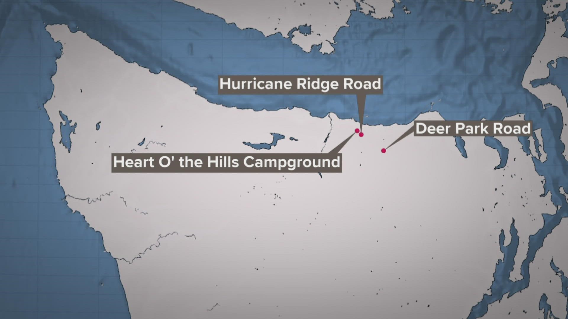 The areas of Hurricane Ridge and Deer Park in the Olympic National Park remain closed due to an "armed and potentially dangerous" person.