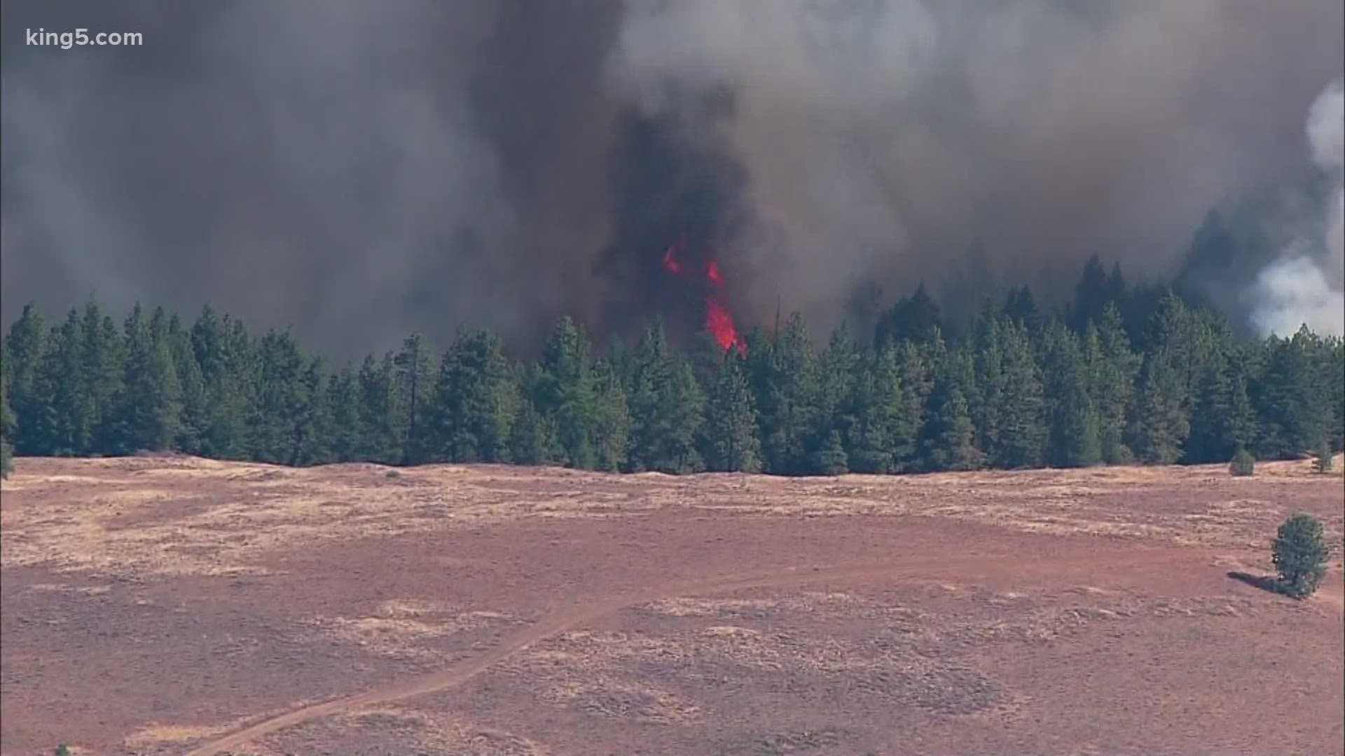 The fire started Monday afternoon in the Wenas Valley and grew quickly in high winds.