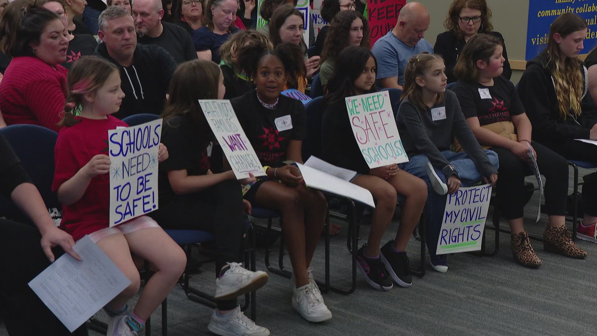 A group of parents and students spoke at the Seattle Public Schools Board Meeting Wednesday night.
