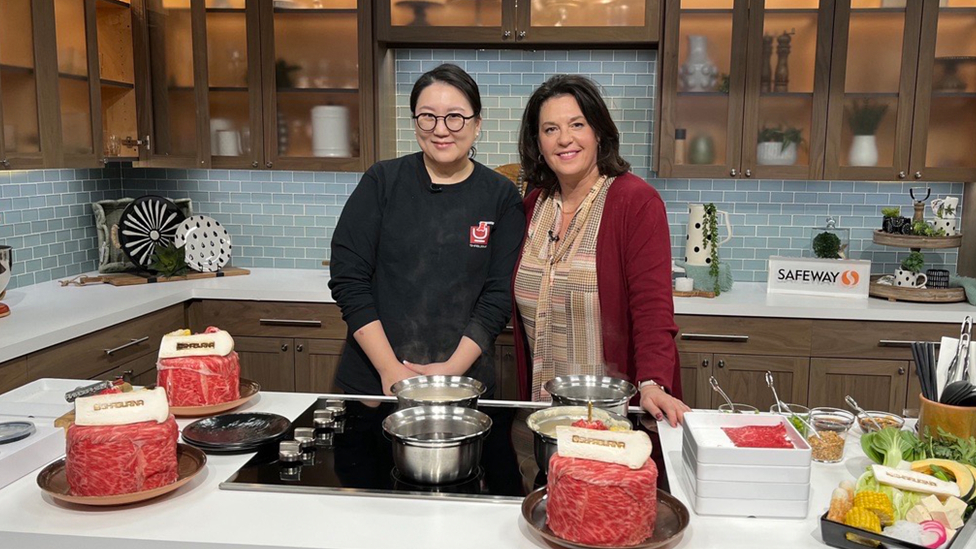 Sabrina Kim, owner of Shaburina, shows Suzie how to decorate a meat cake and how to make one of their customizable sauces. #newdaynw