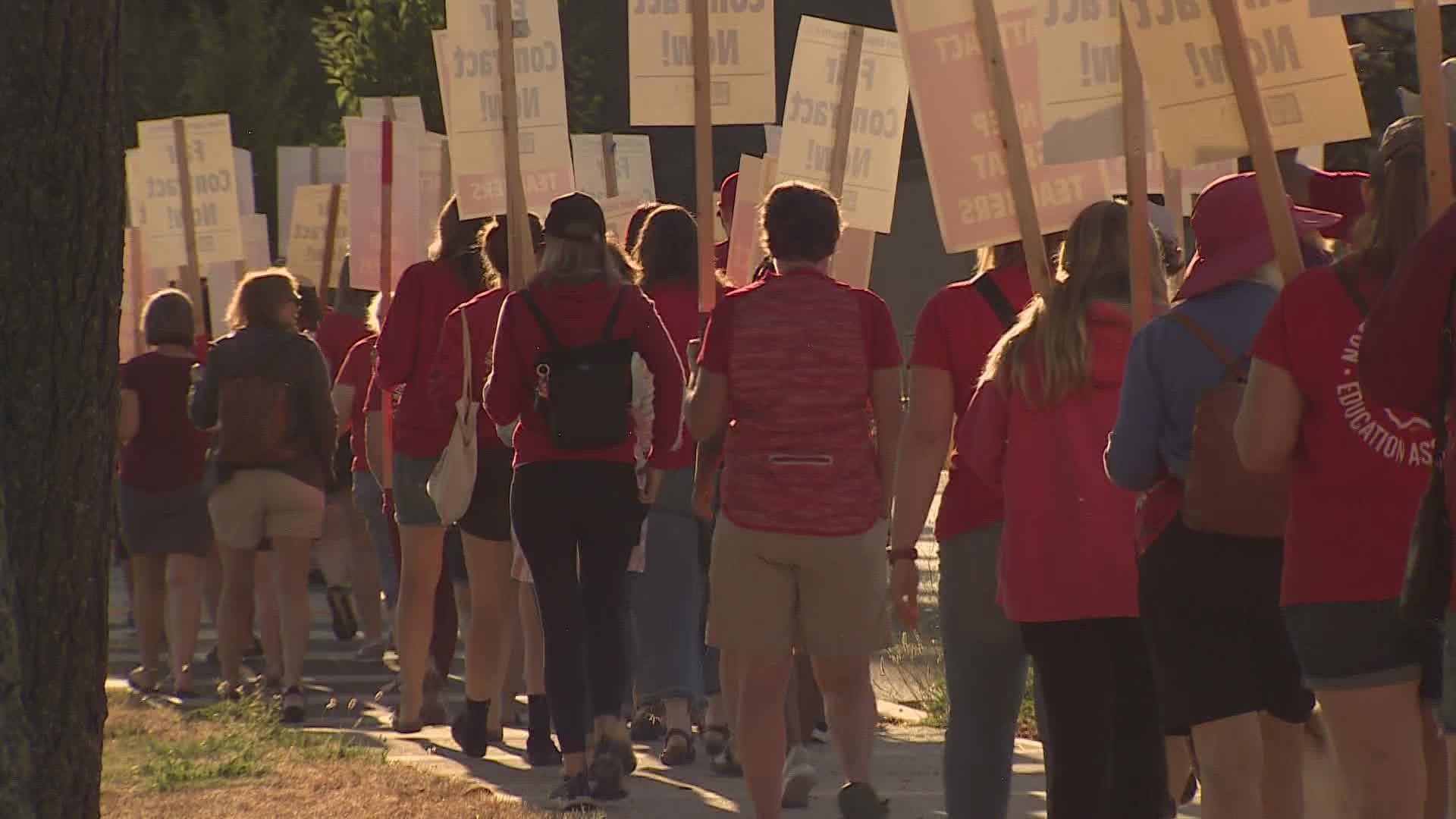 Teachers in north Thurston County are calling for a lighter workload and increased pay before school begins on September 7.