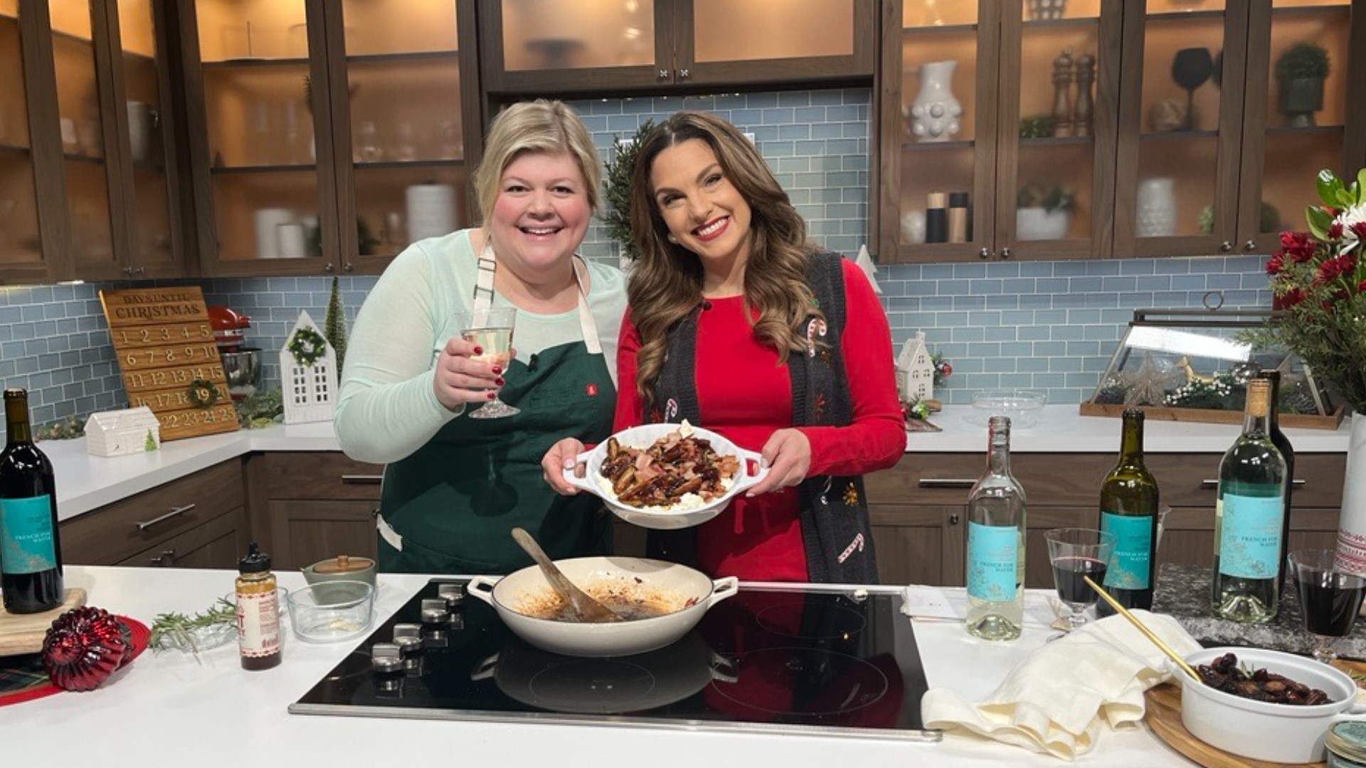Danielle Kartes shows off a holiday appetizer that pairs perfectly with her new line of red and white wines.
