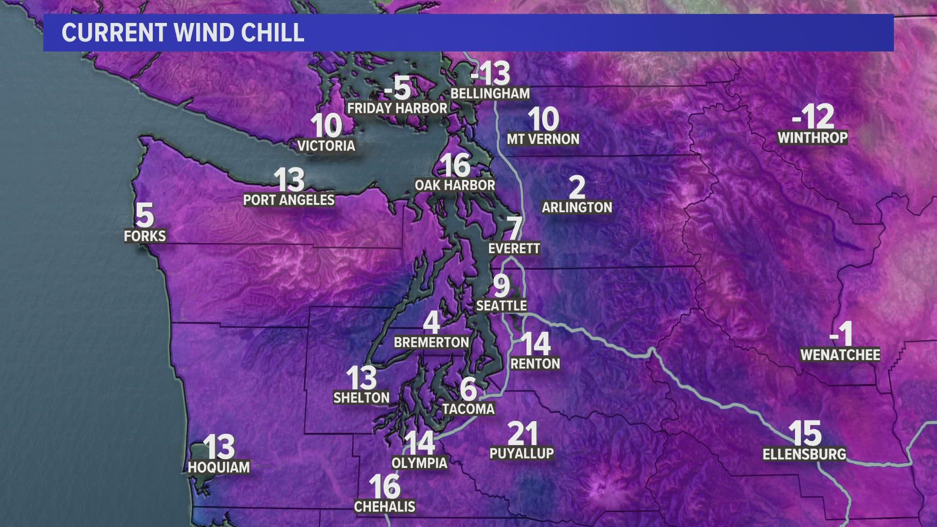 Freezing temperatures have settled into western Washington following a winter snowstorm.